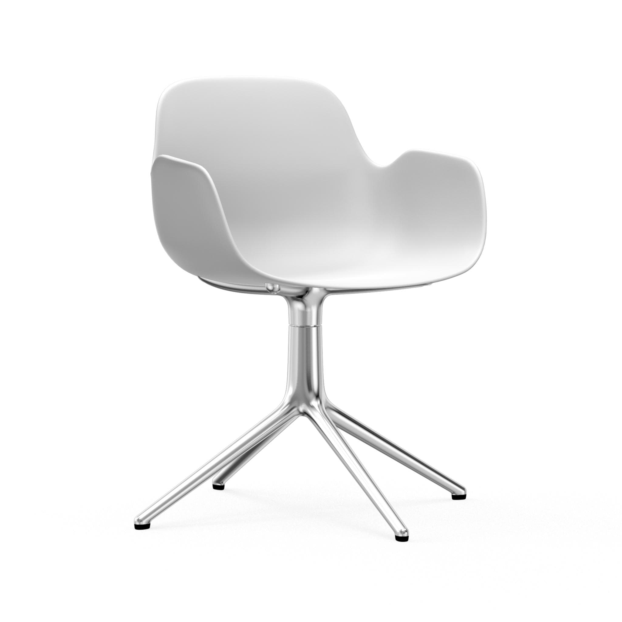 Office chair with 4L white armrests with an aluminum base