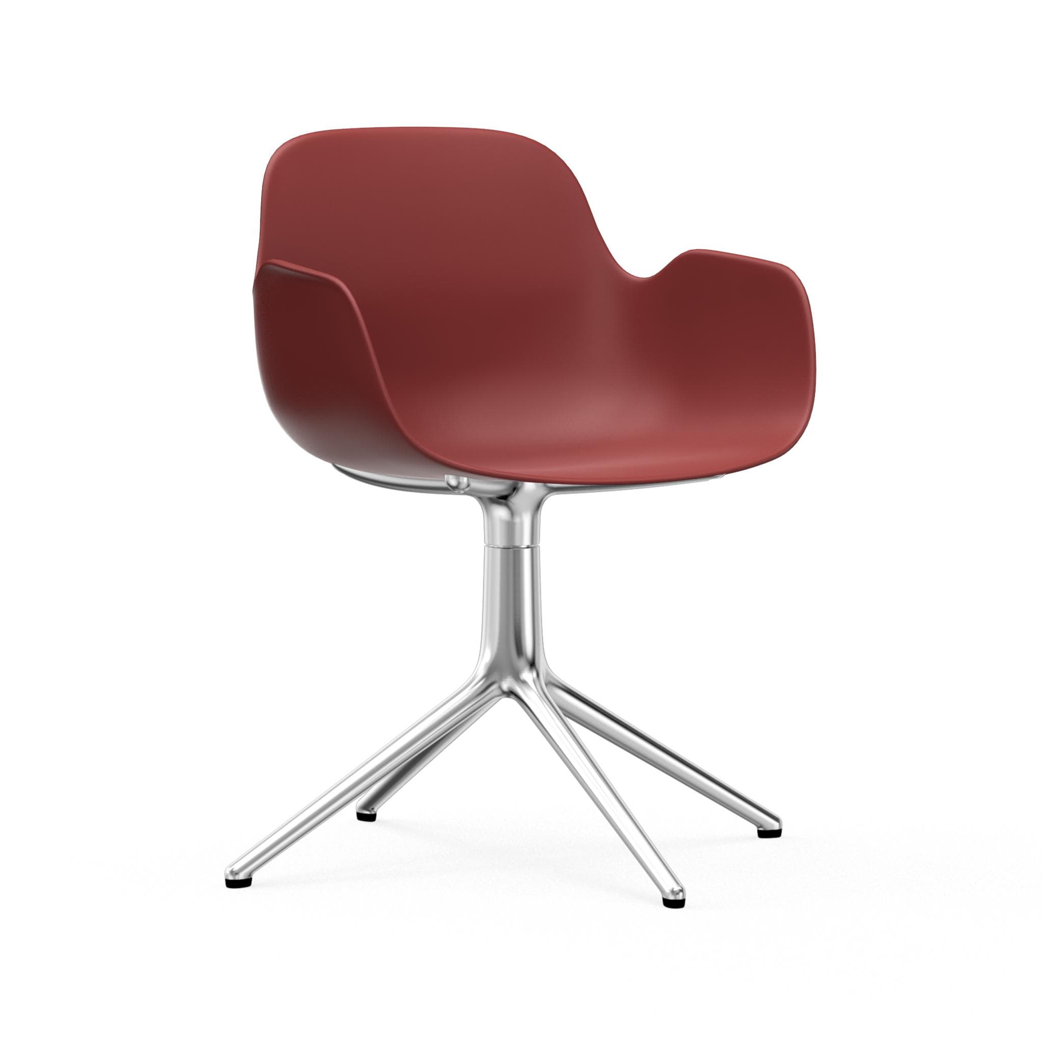 Office chair with 4L burgundy armrests with an aluminum base