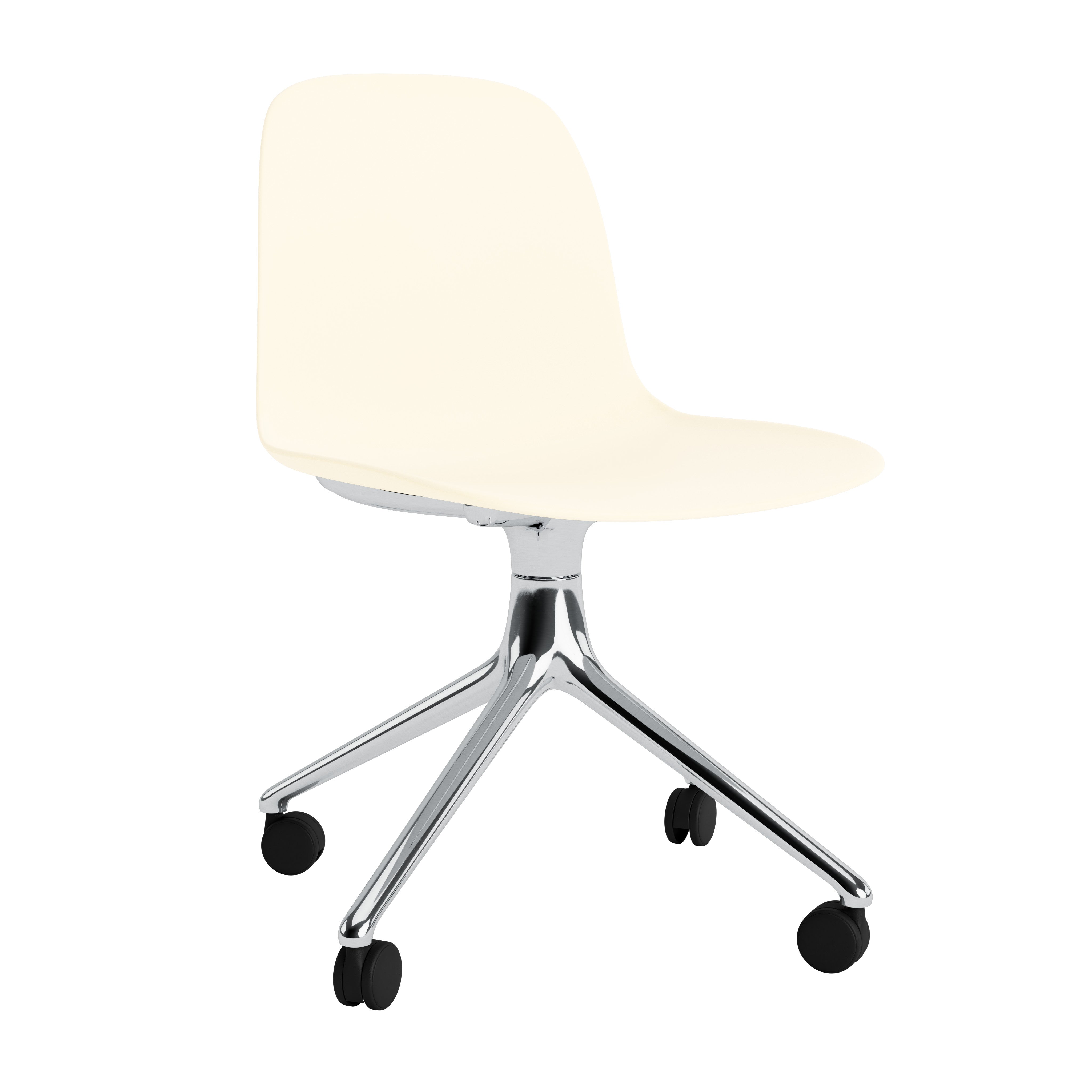 4W cream office chair cream with an aluminum base on wheels