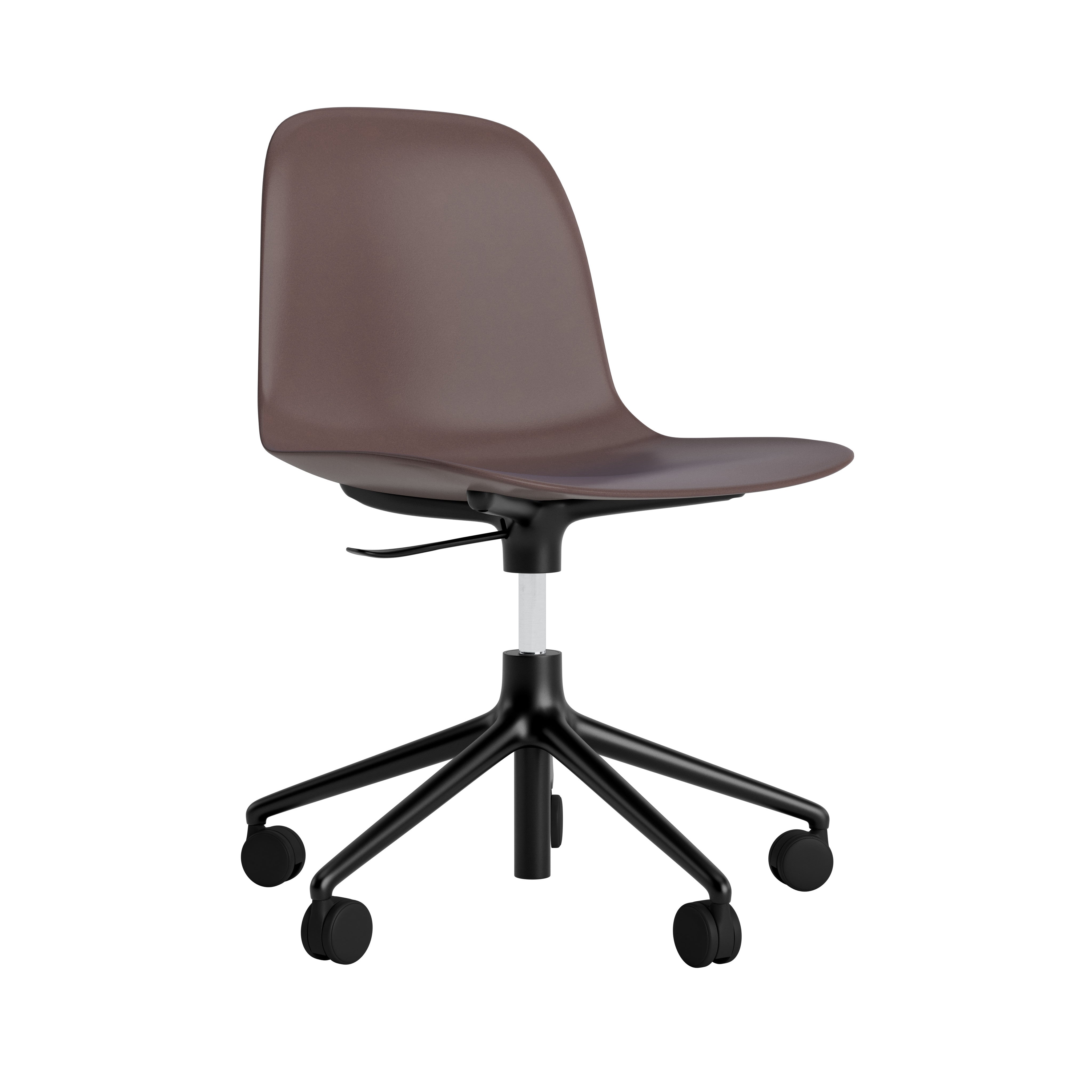 Office chair with adjustable forms 5W brown with a black base on wheels