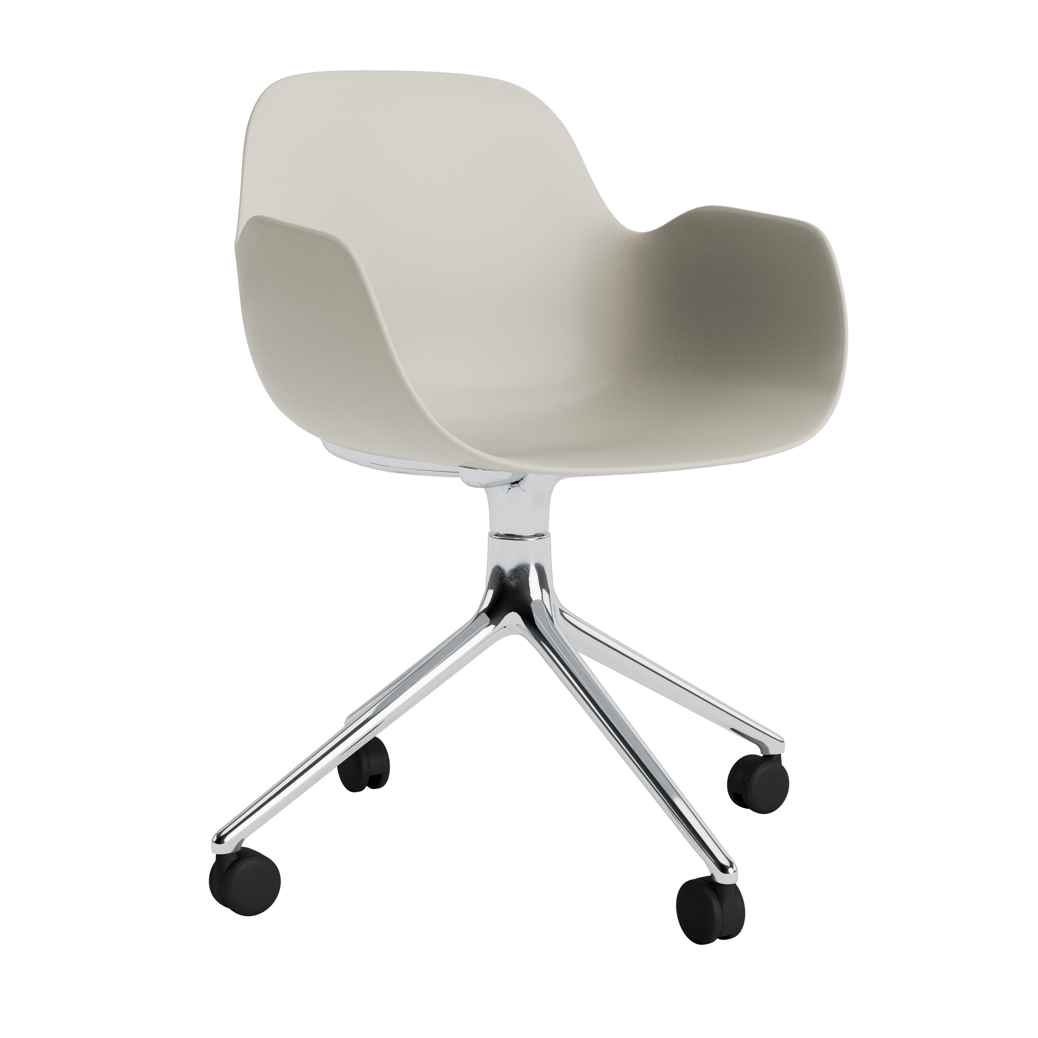 Office chair with 4W light gray forms with an aluminum base