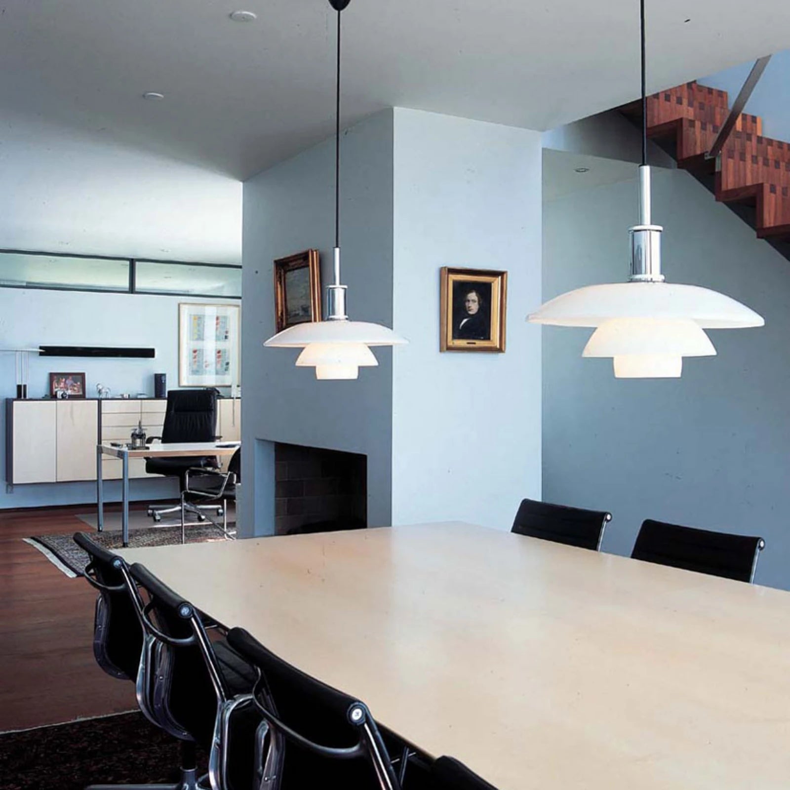 PH 3½-3 Pendant Lamp white with black finish