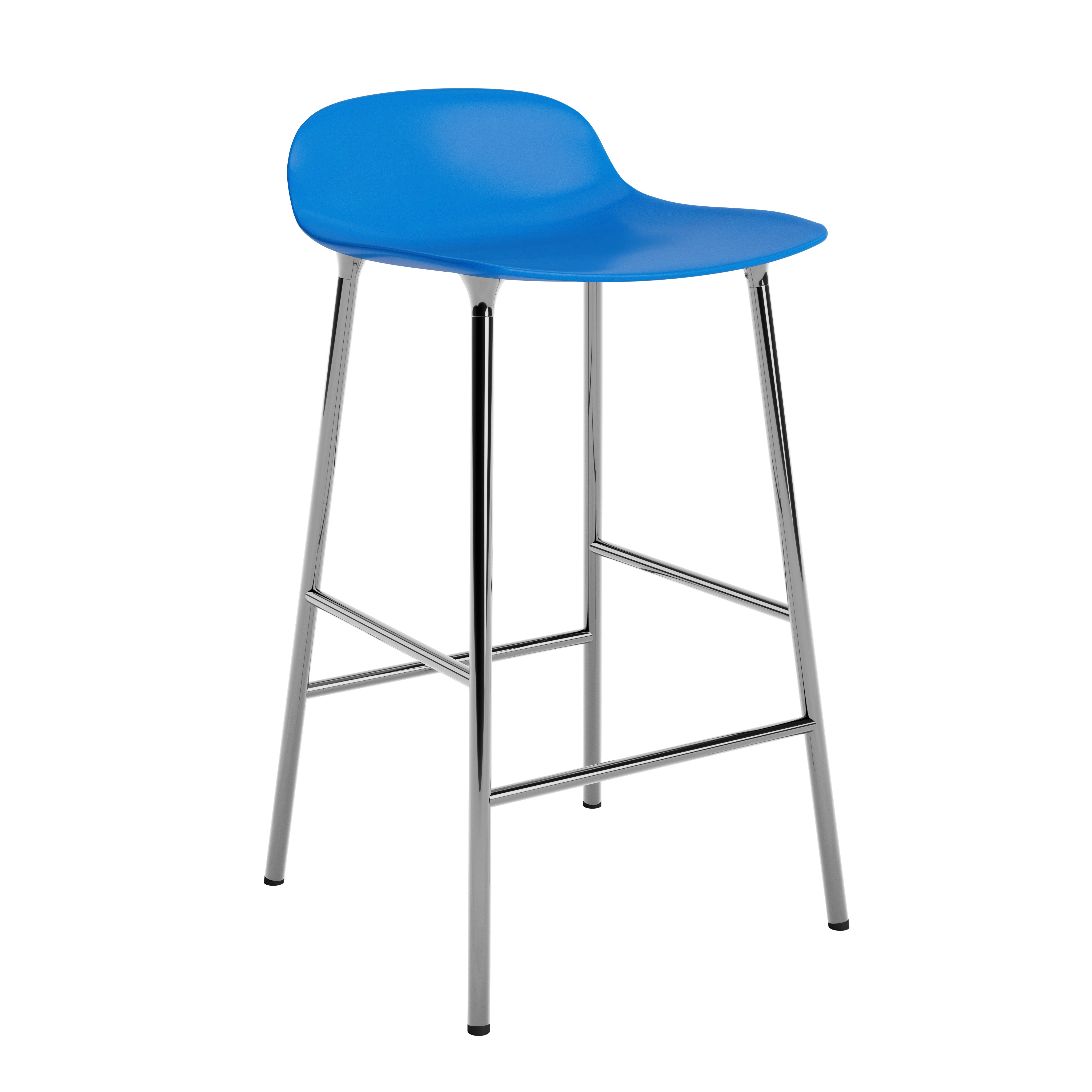Hocker FORM blauw met verchroomde basis