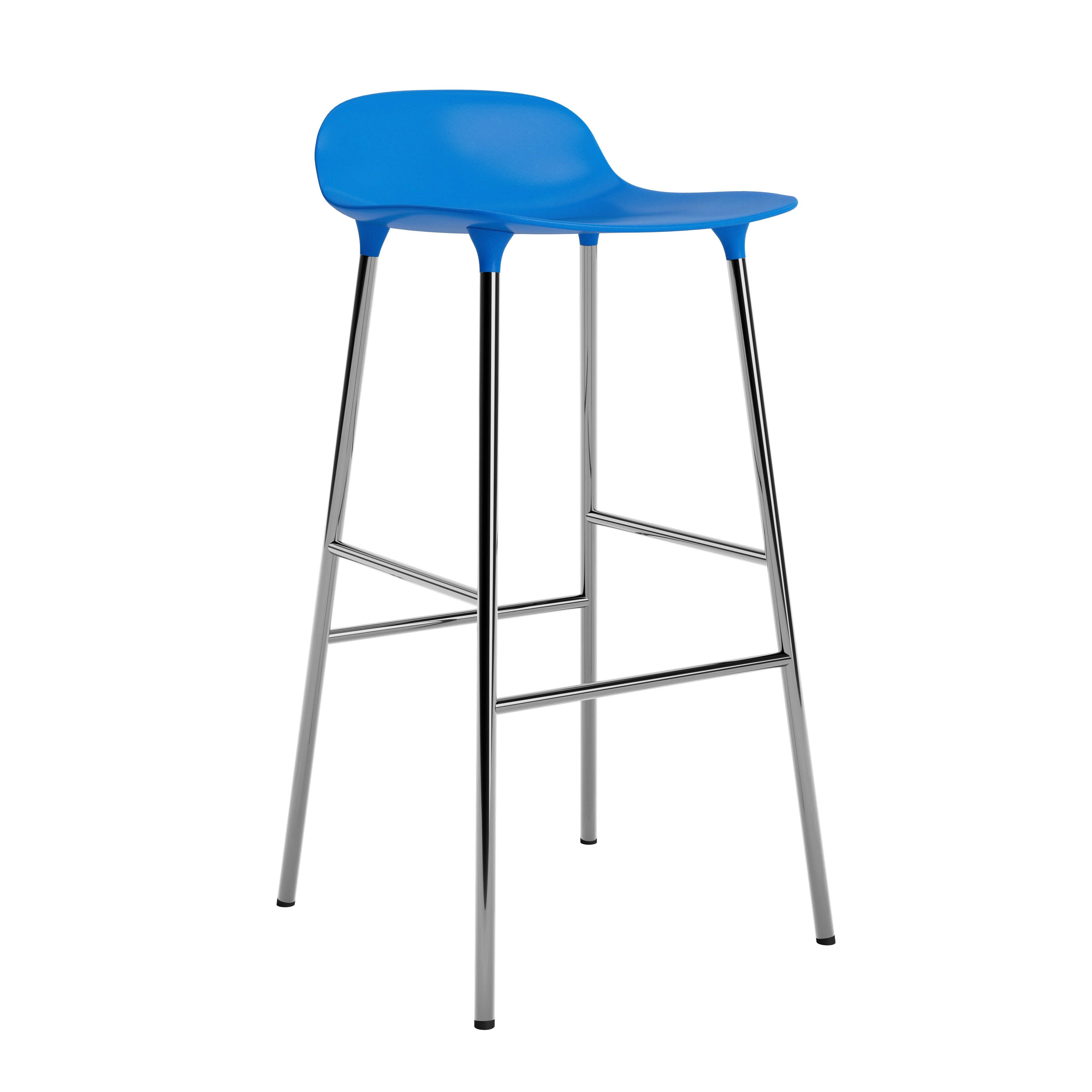 Hocker FORM blauw met verchroomde basis