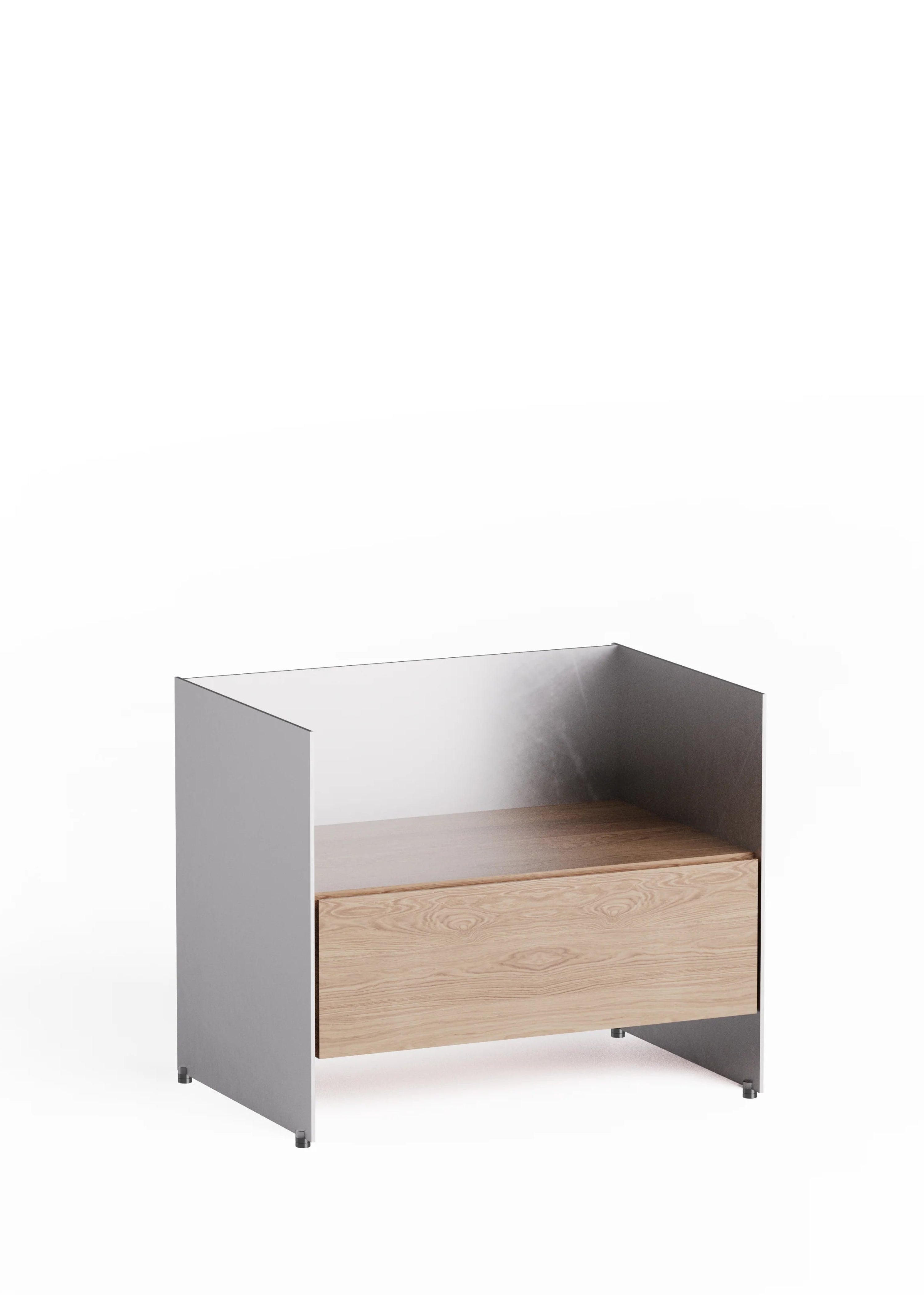 ALOOX 60 Schrank aus Eichenholz mit Aluminiumoberfläche