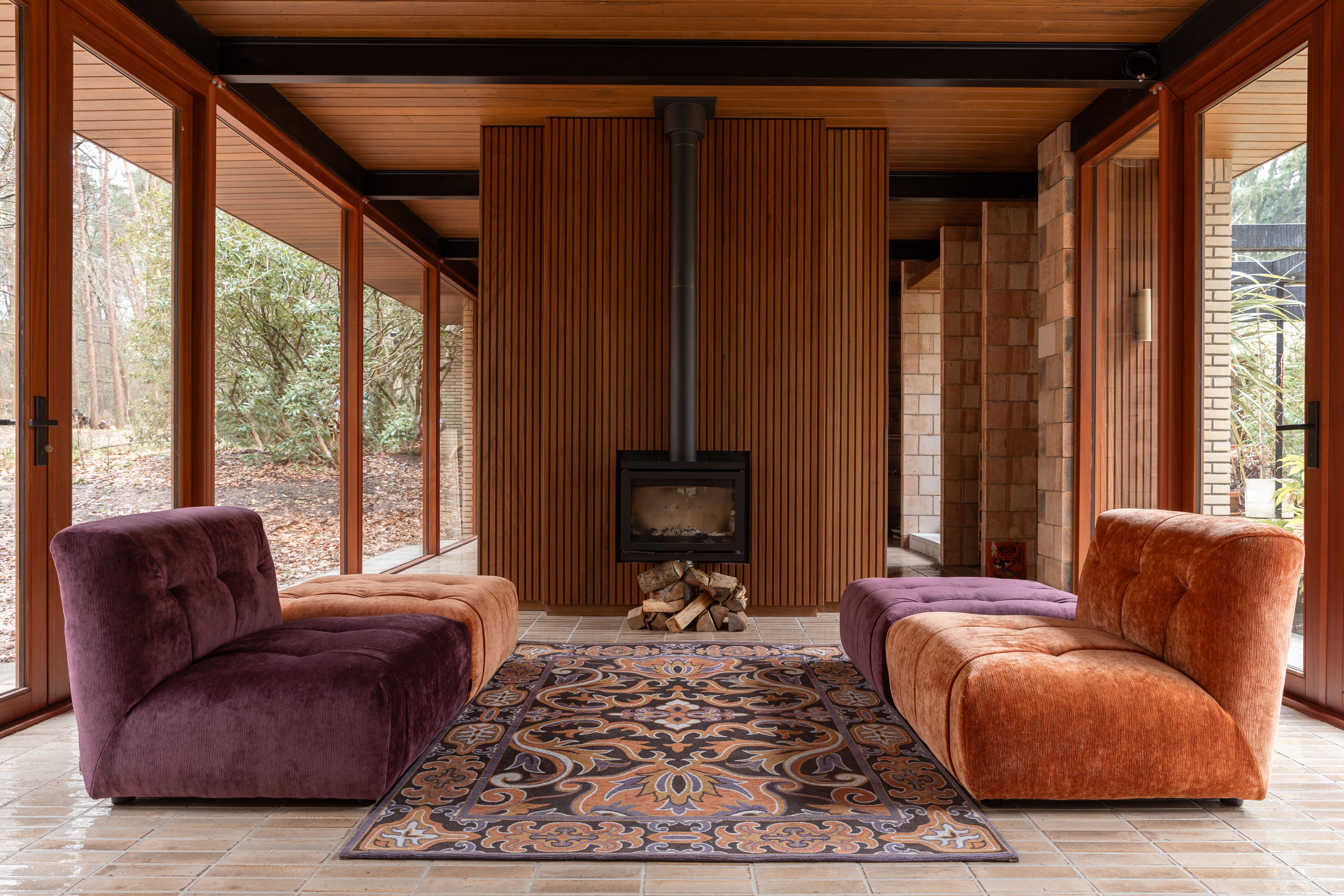 BASHMIRA rug in orange with brown