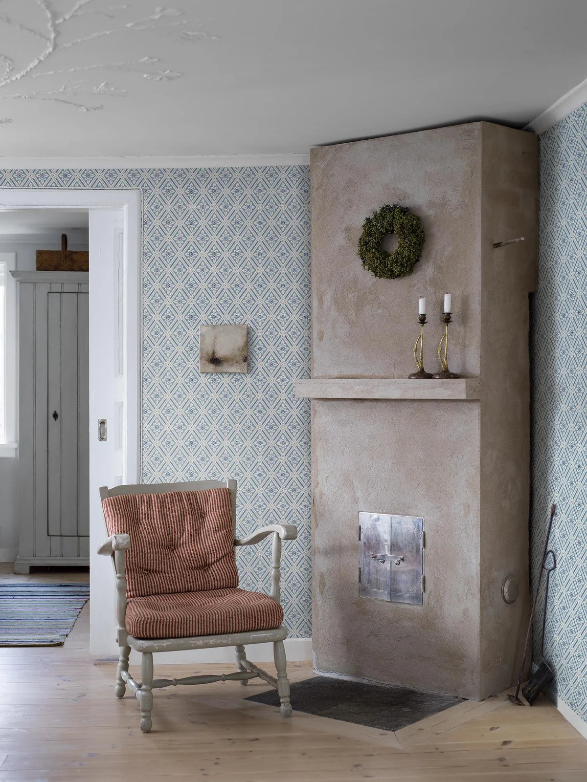 Vliesbehang van papier met geometrisch patroon ESTER blauw