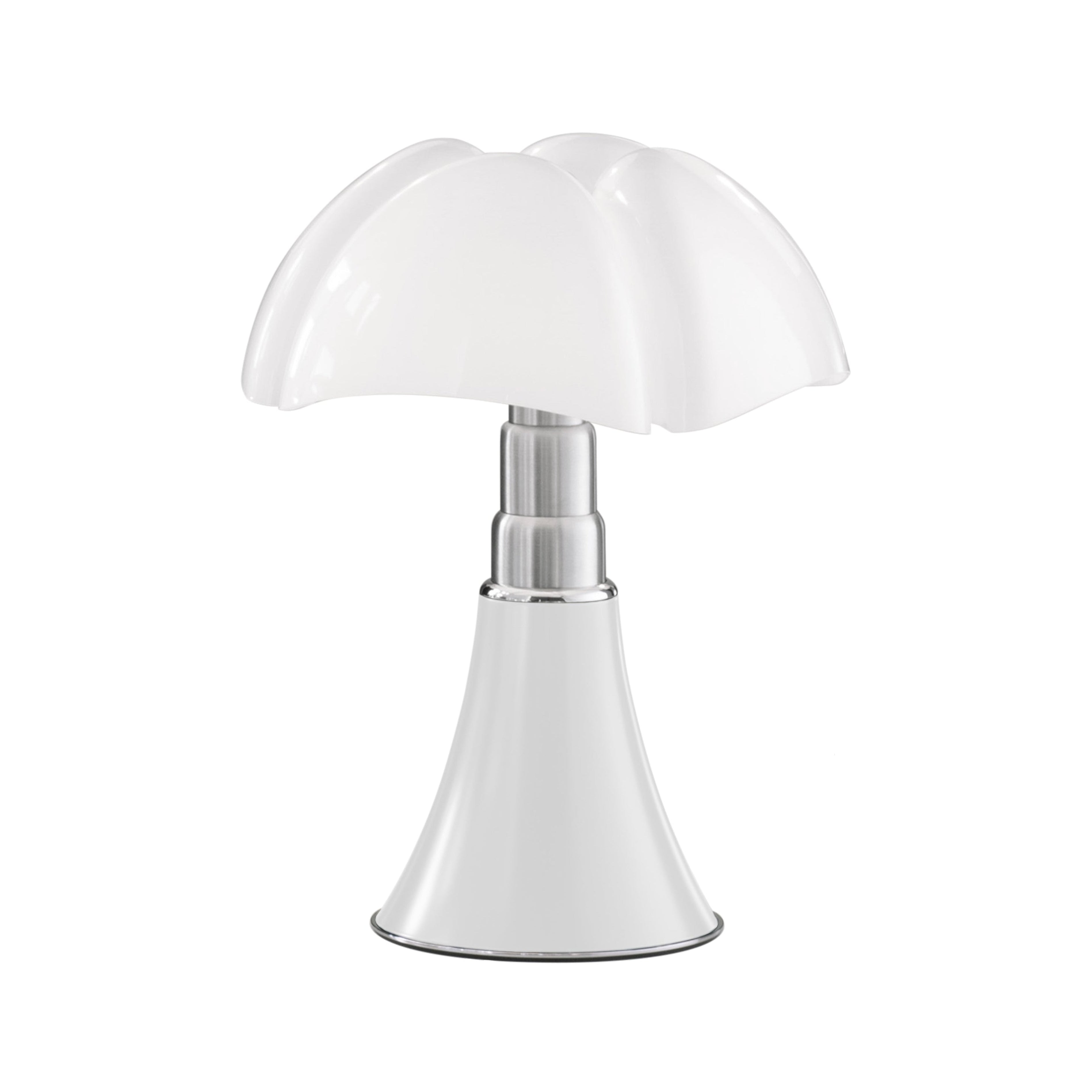 Tafellamp MINIPIPISTRELLO met opaal glazen kap en witte voet