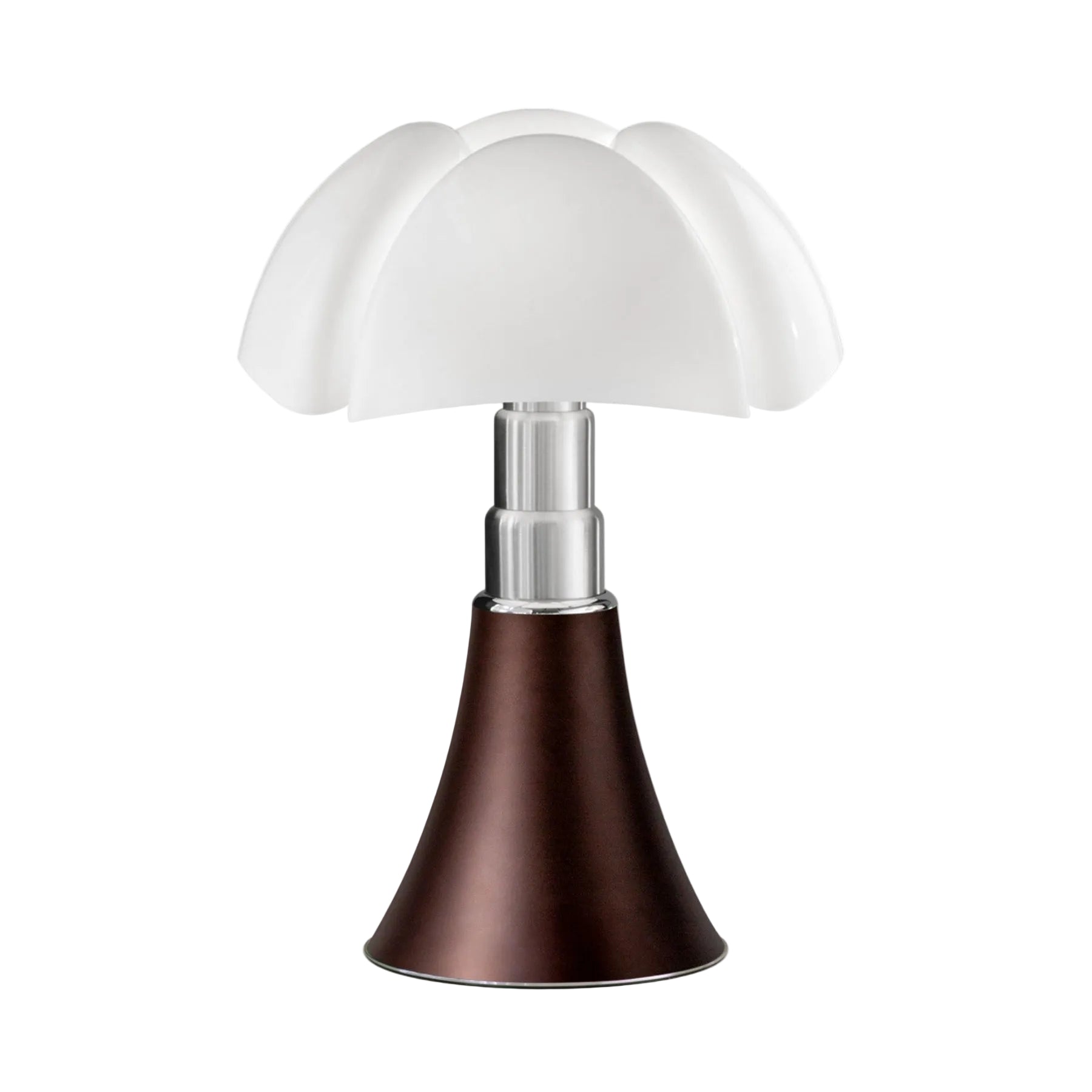 Tafellamp PIPISTRELLO MEDIUM met opaal glazen kap en een matte bronzen voet