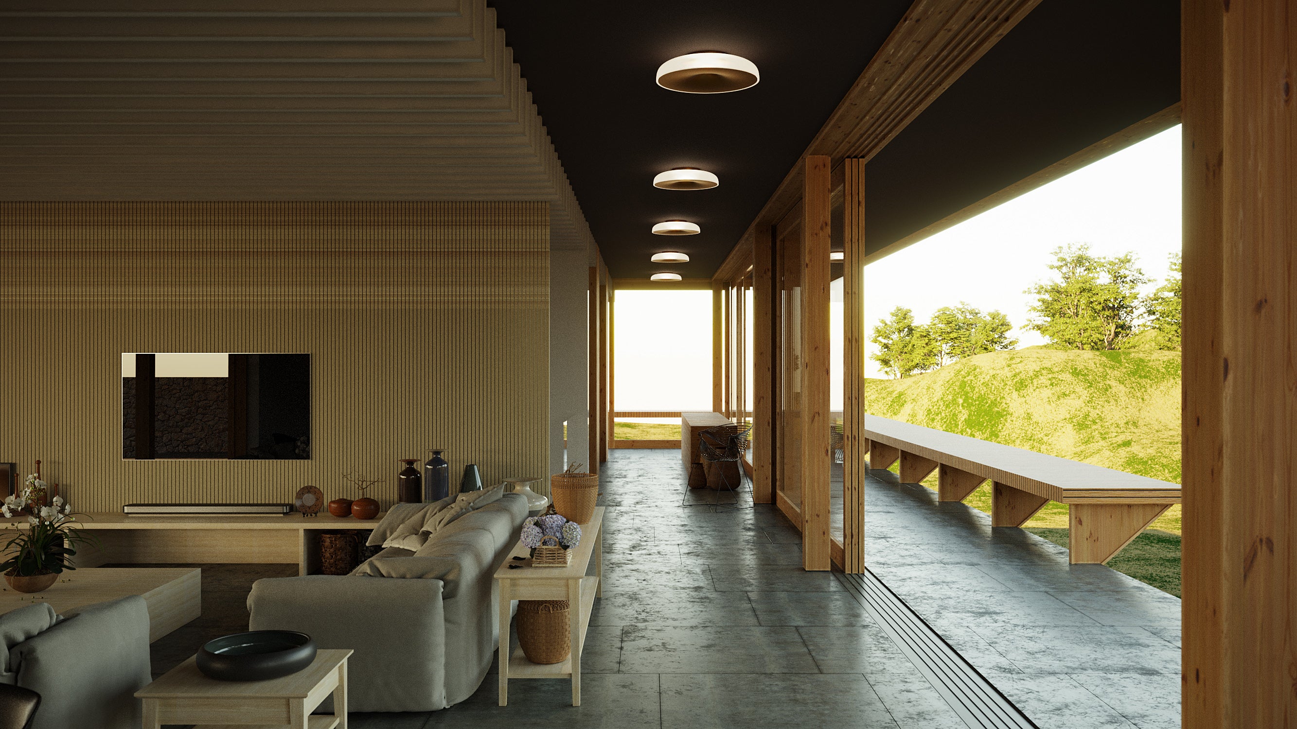 CHET-B ceiling lamp in matte brown with white.