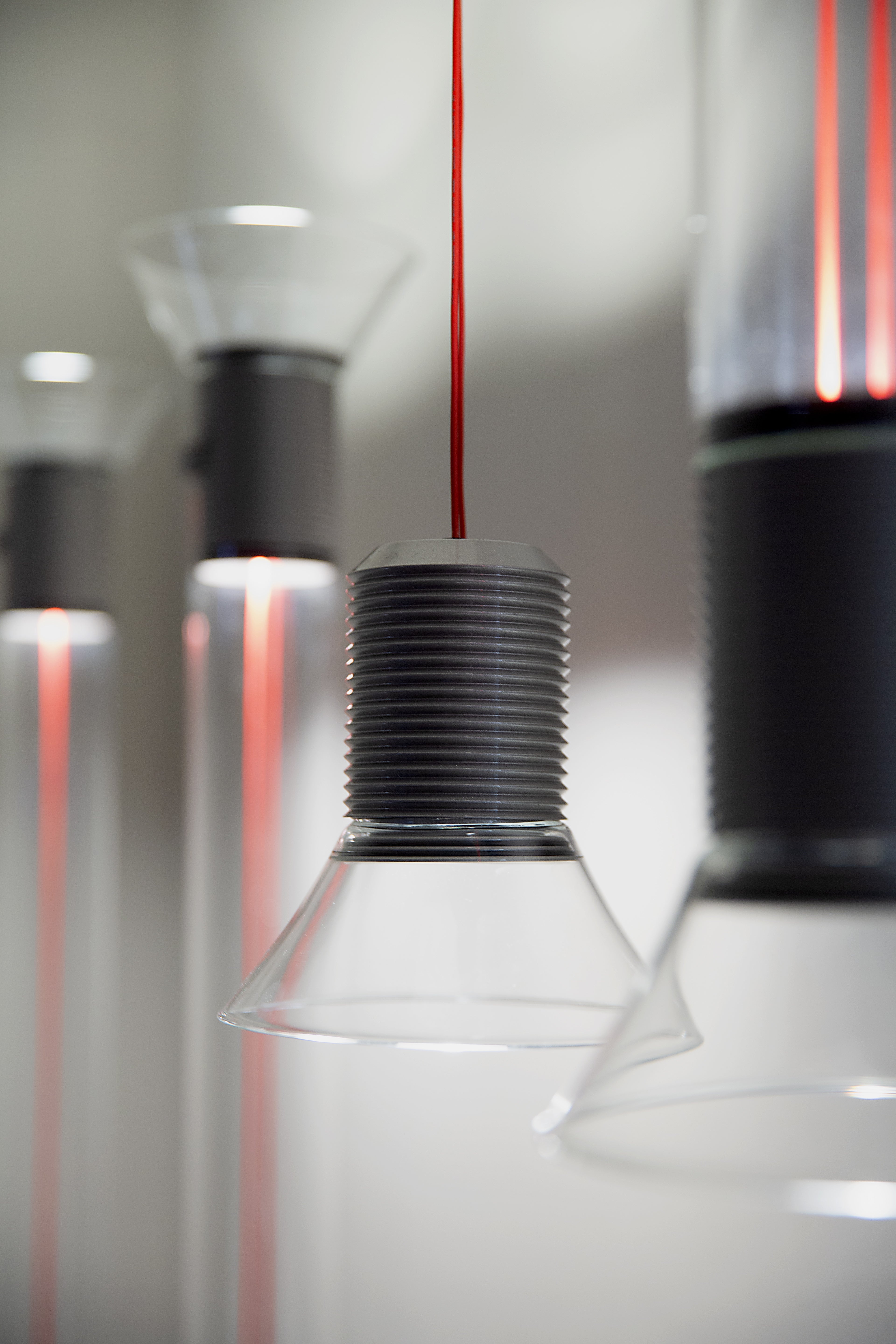 DIA plafondlamp transparant met matte bruine elementen