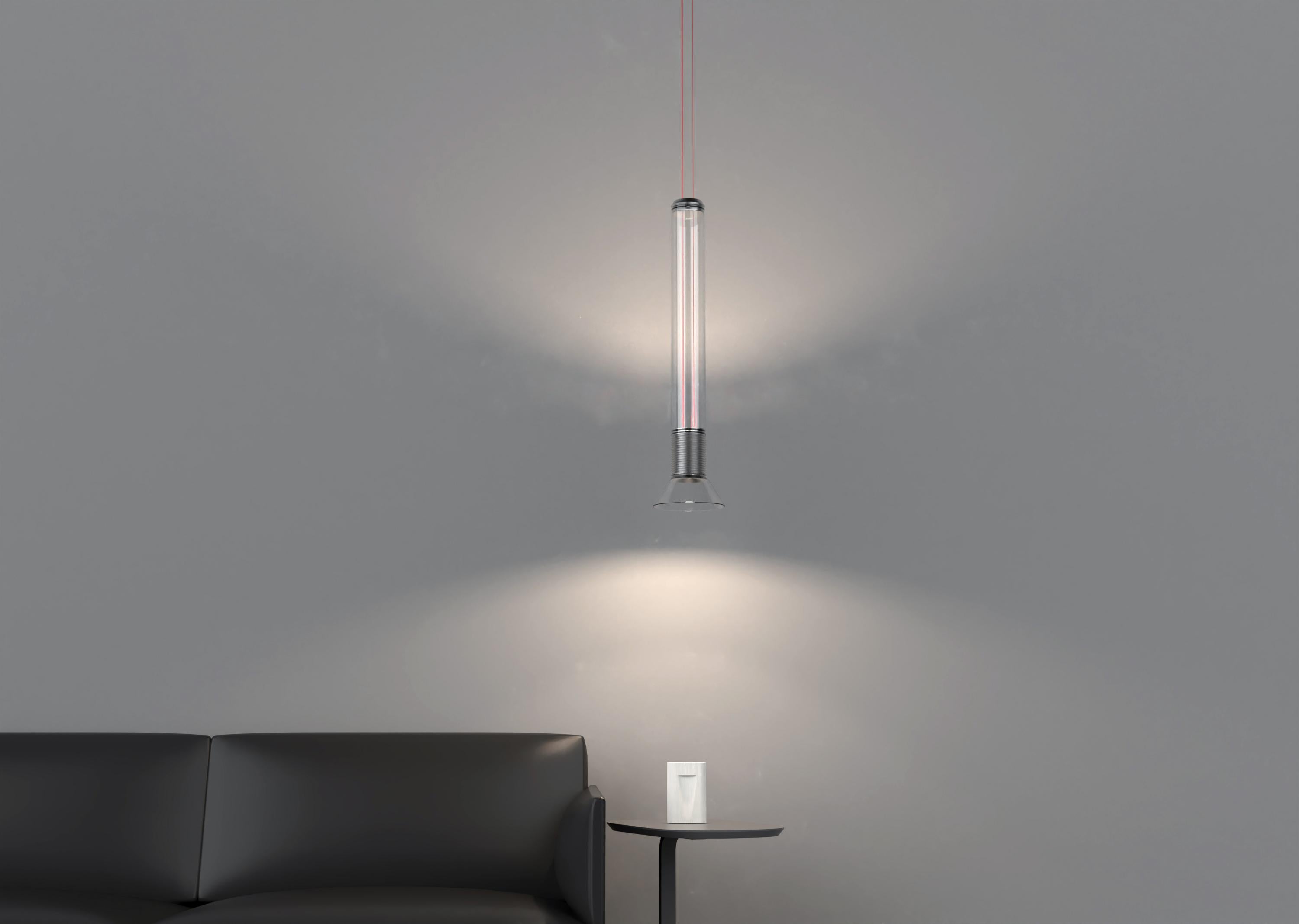 Hanglamp DIA transparant met matte grijze elementen
