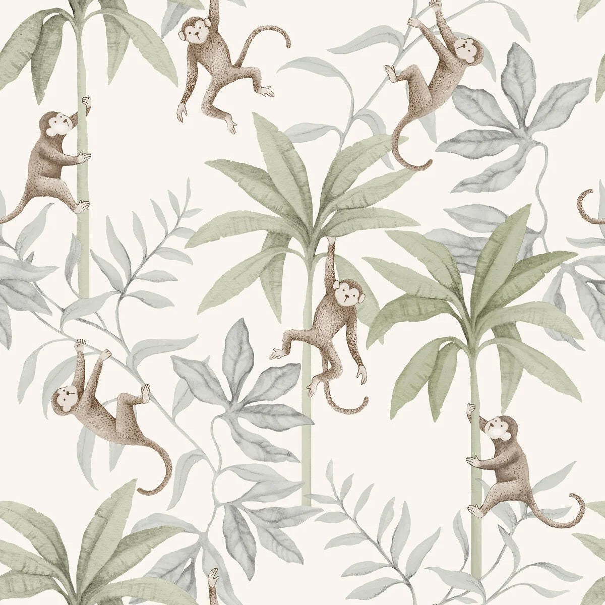Kinder-Tapete mit Dschungelmotiv JUNGLE FRIENDS weiß
