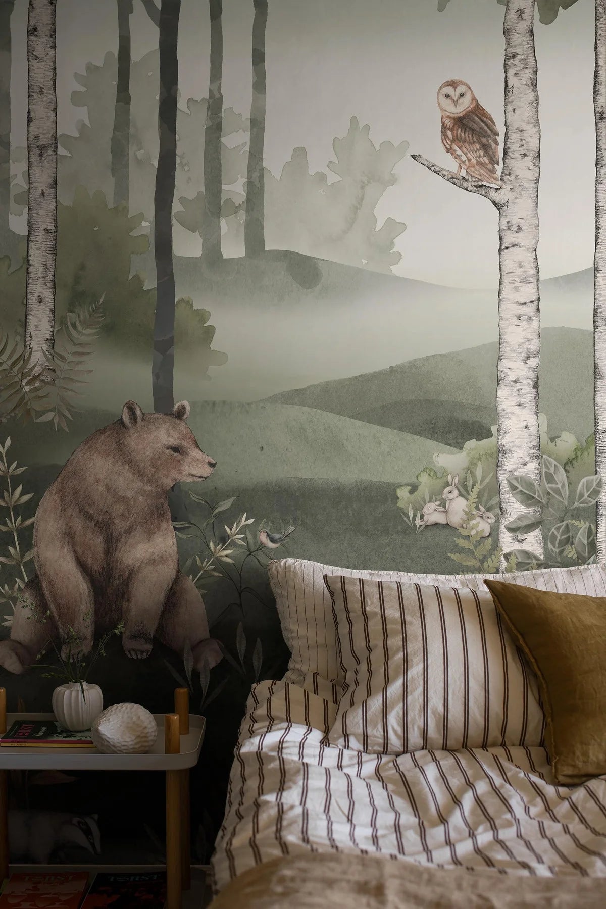 Children's mural with a plant motif WILD FOREST green