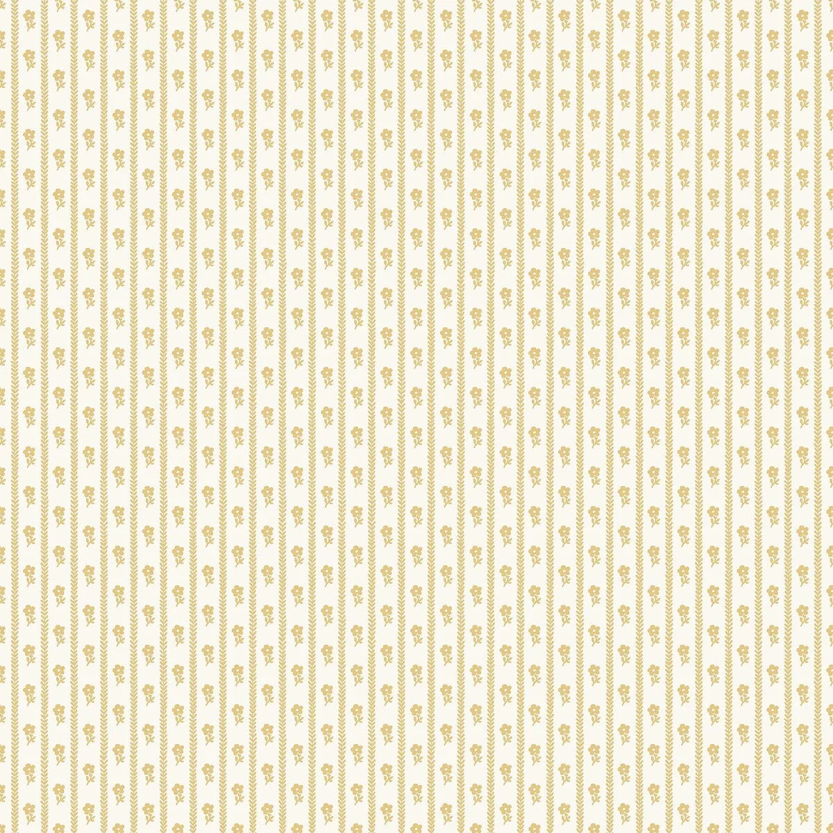 LILLA LYCKAN White and Yellow Striped Wallpaper with Floral Motif