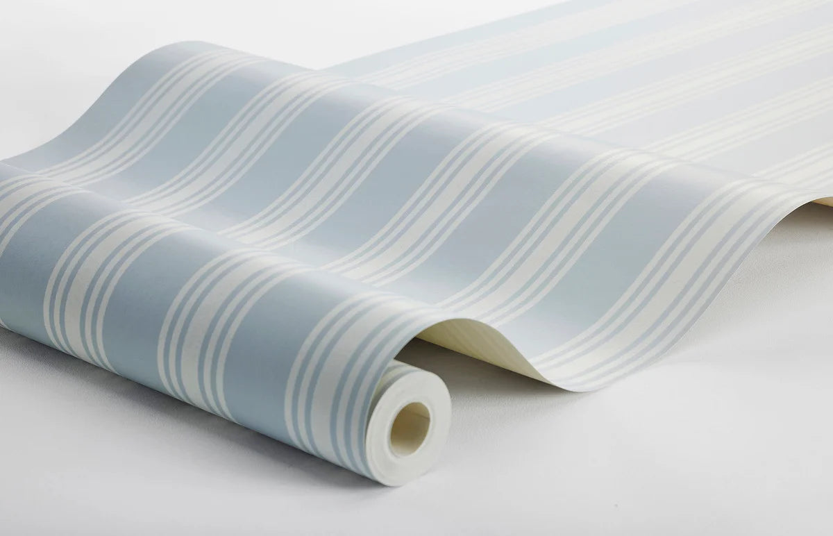 Tapete mit Streifen GUNNEBO hellblau mit Weiß