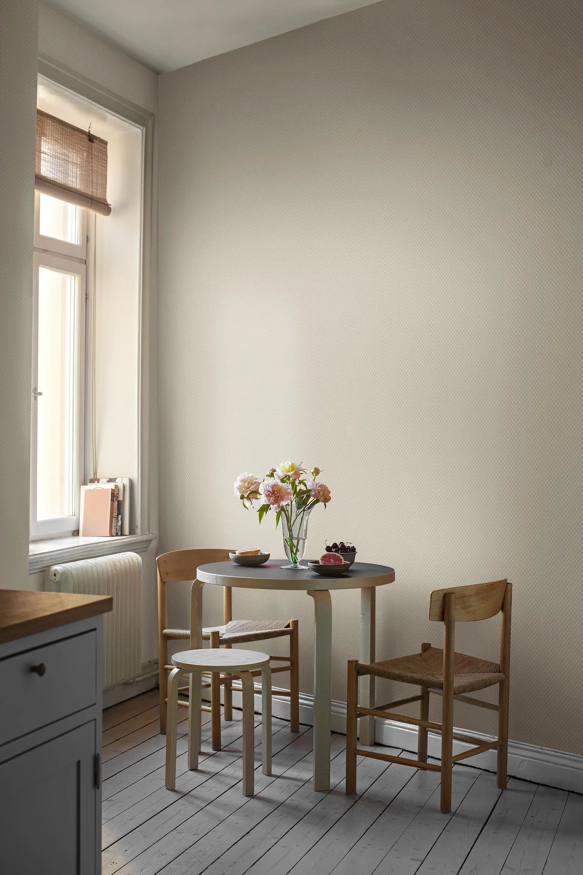 Beige geometrische patroonbehang SELMA