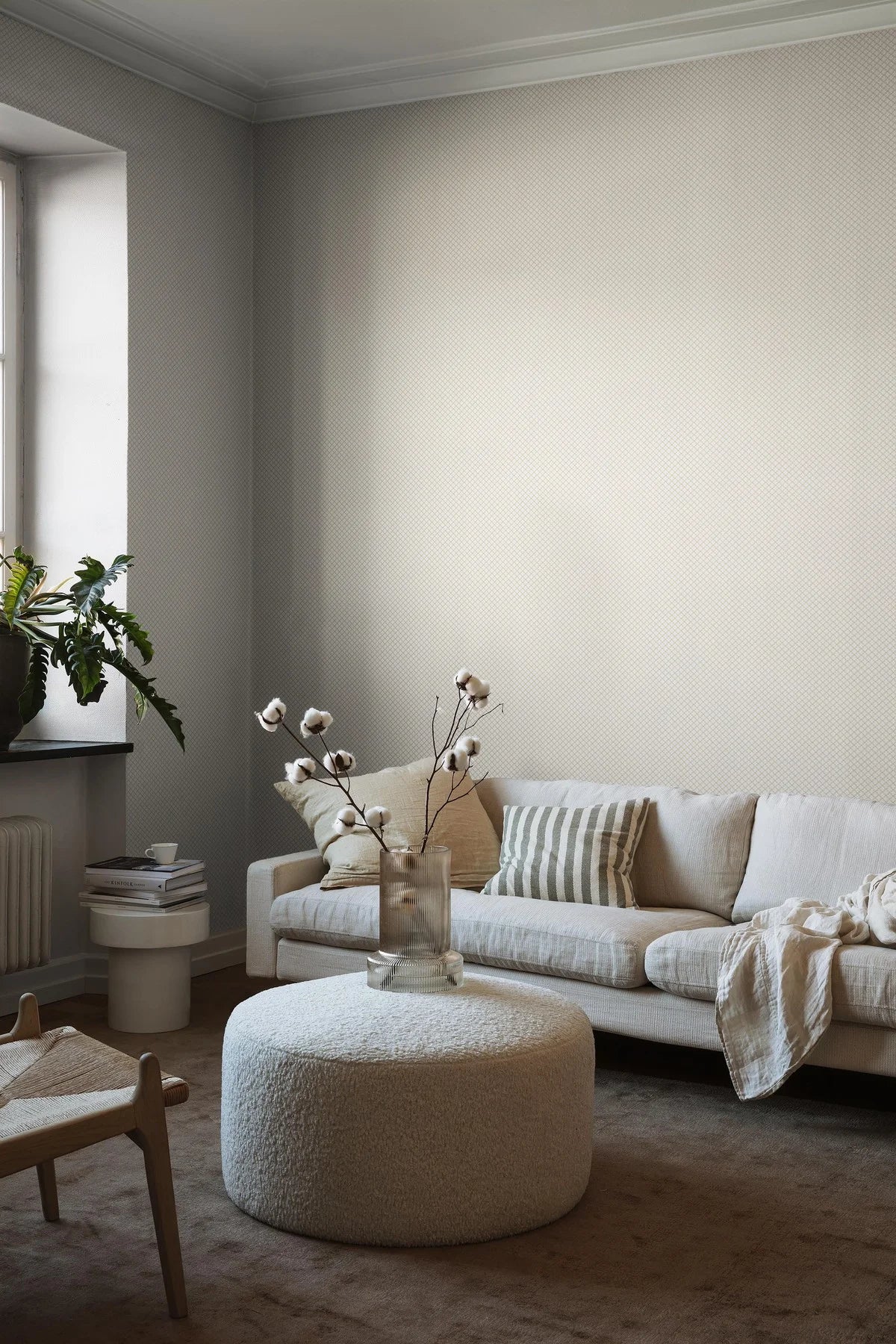 Beige geometrische patroonbehang SELMA