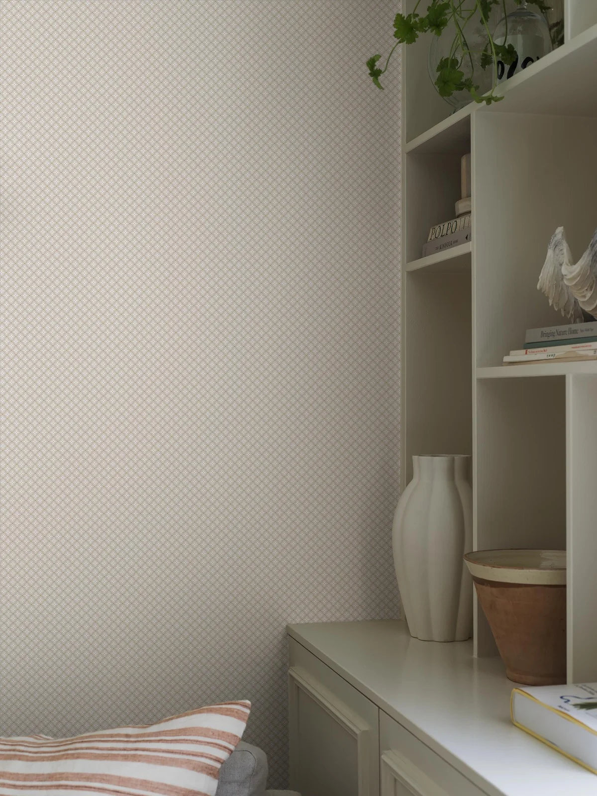 Beige geometrische patroonbehang SELMA