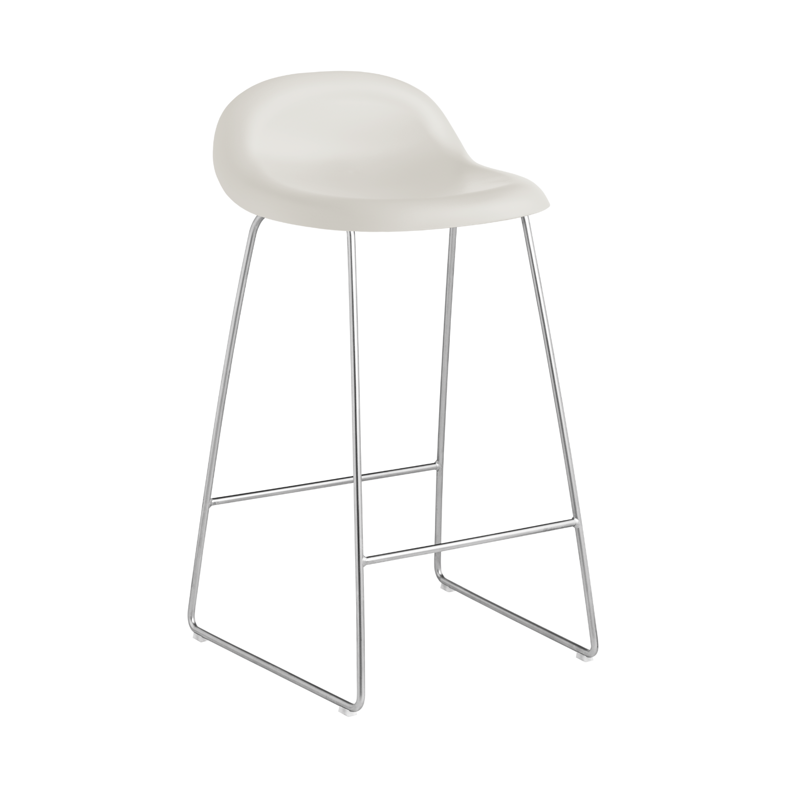 Hocker GUBI 3D witte zitting met verchroomde basis