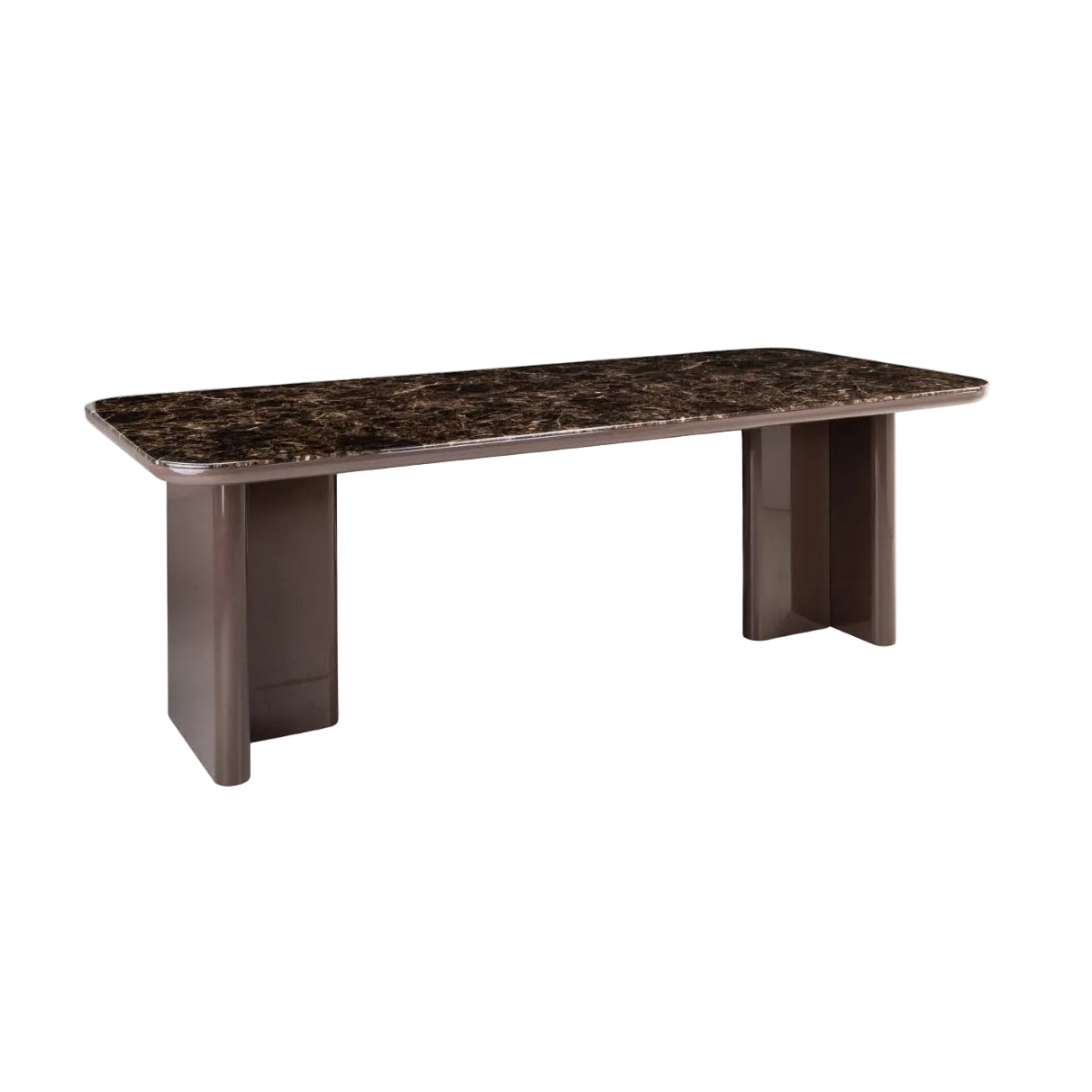 Tafel ALMUNDI bruin keramiek met chocoladekleurige basis