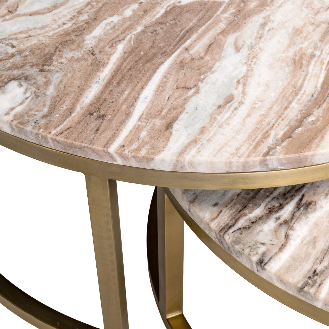 Set van salontafels BOTTEGA goud met marmeren blad