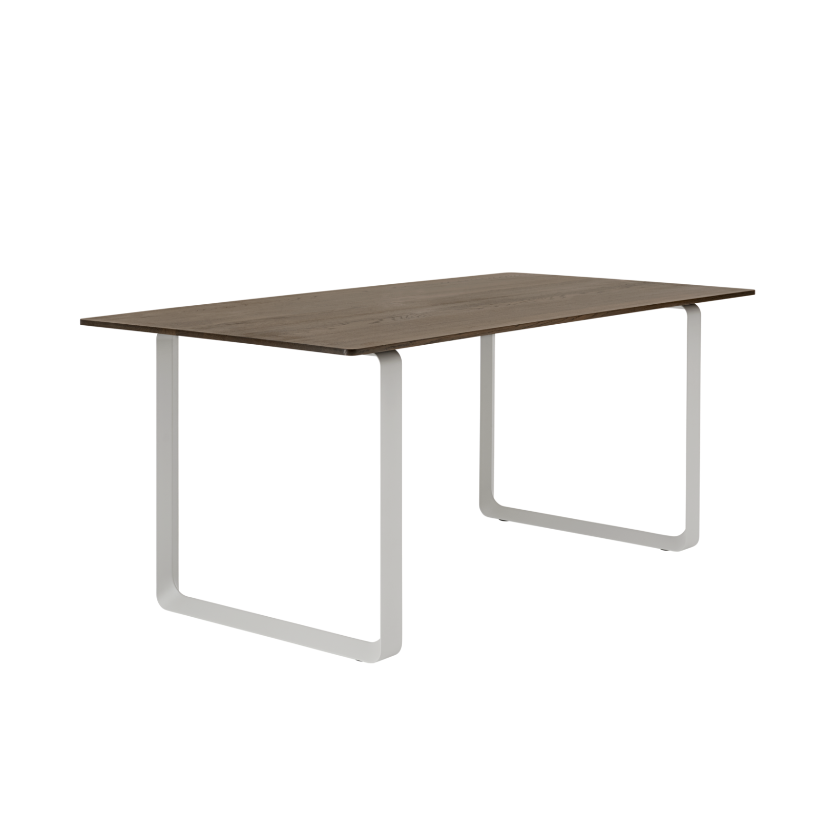 Tafel 70/70 donker eikenhout met grijze basis