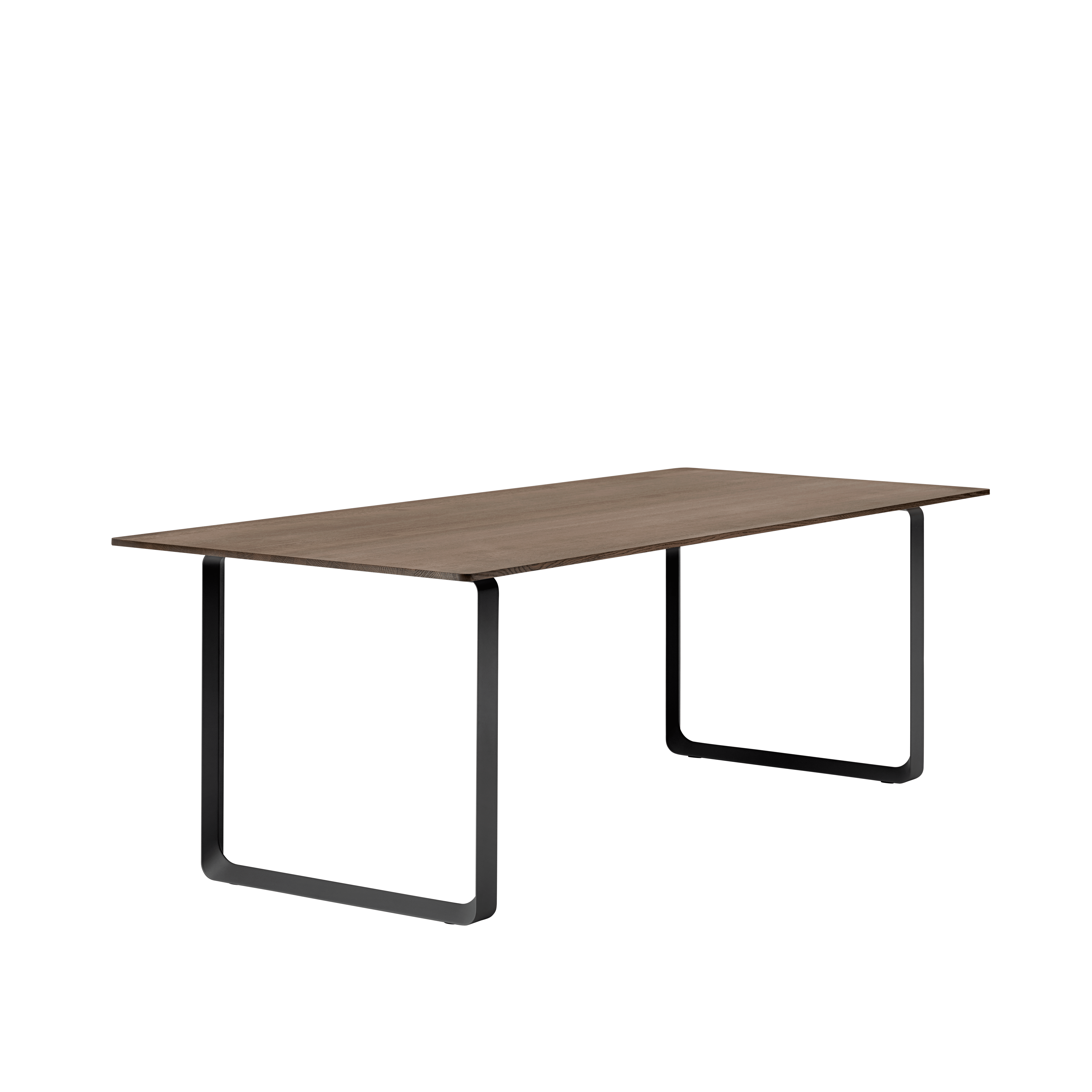 Tafel 70/70 donker eikenhout met zwarte basis