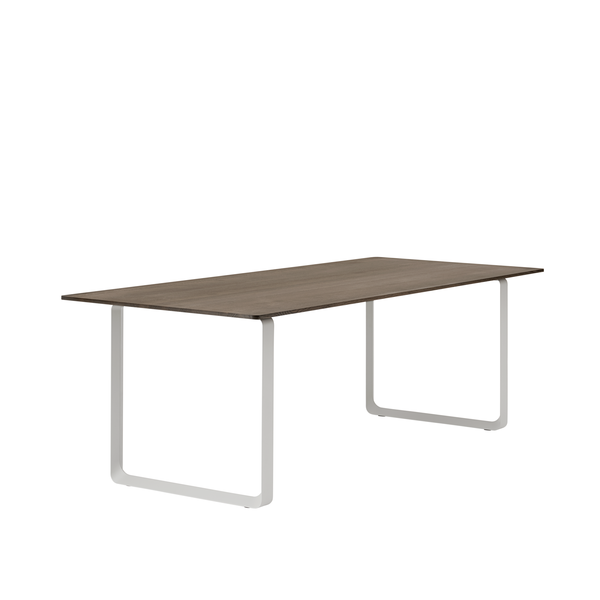 Tafel 70/70 donker eikenhout met grijze basis