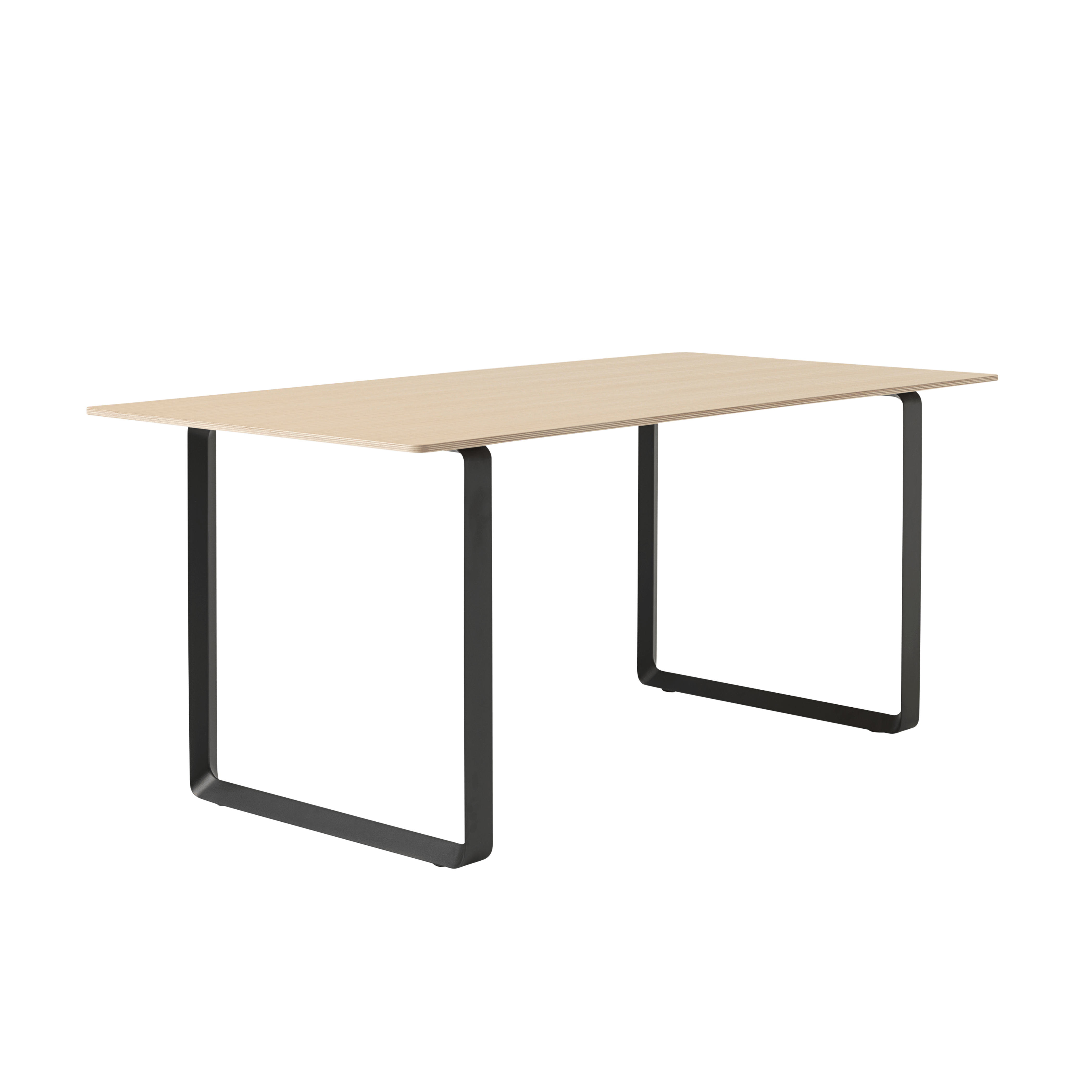 Eettafel 70/70 van eikenhout met zwarte basis