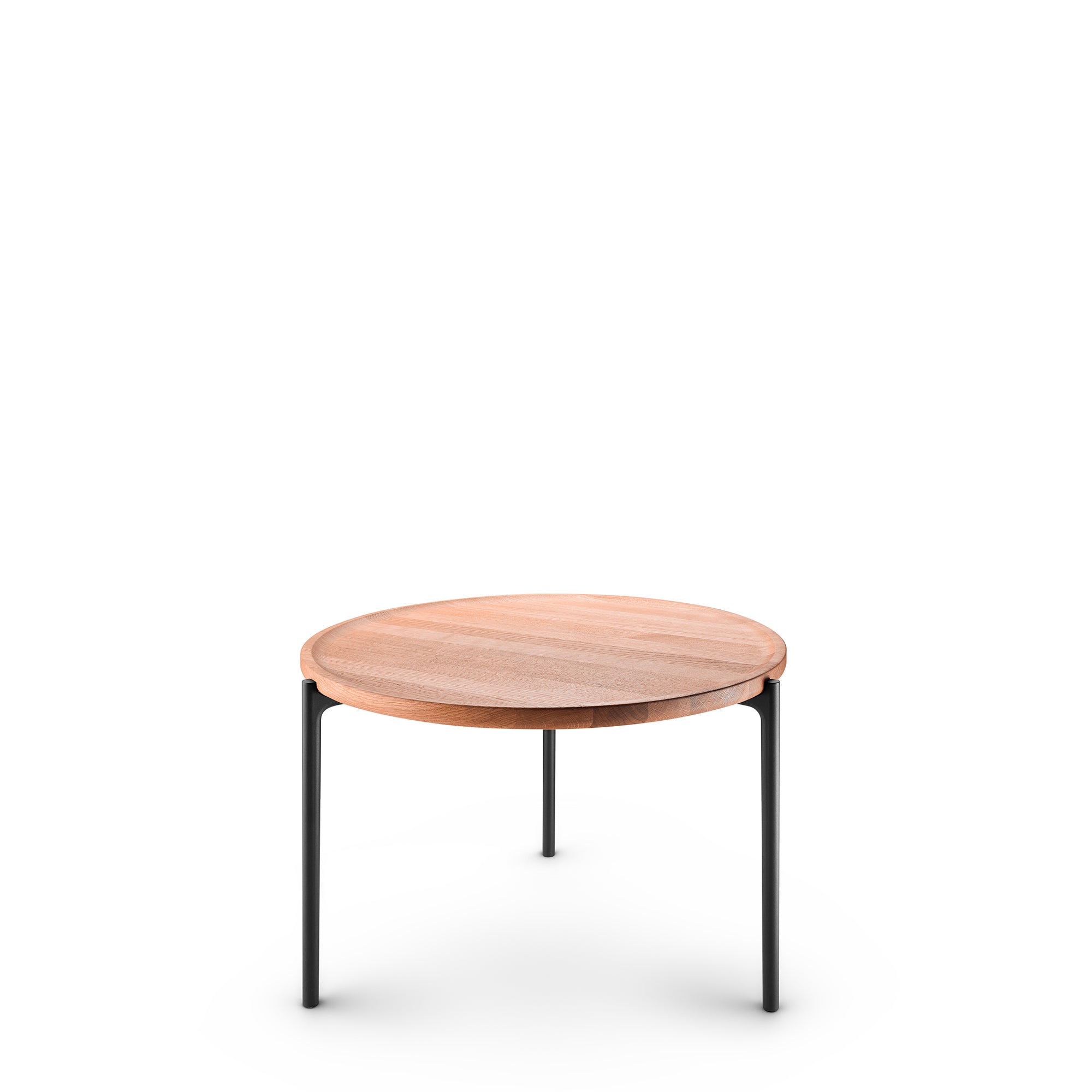Beistelltisch rund SAVOYE aus natürlichem Eichenholz mit schwarzem Fuß