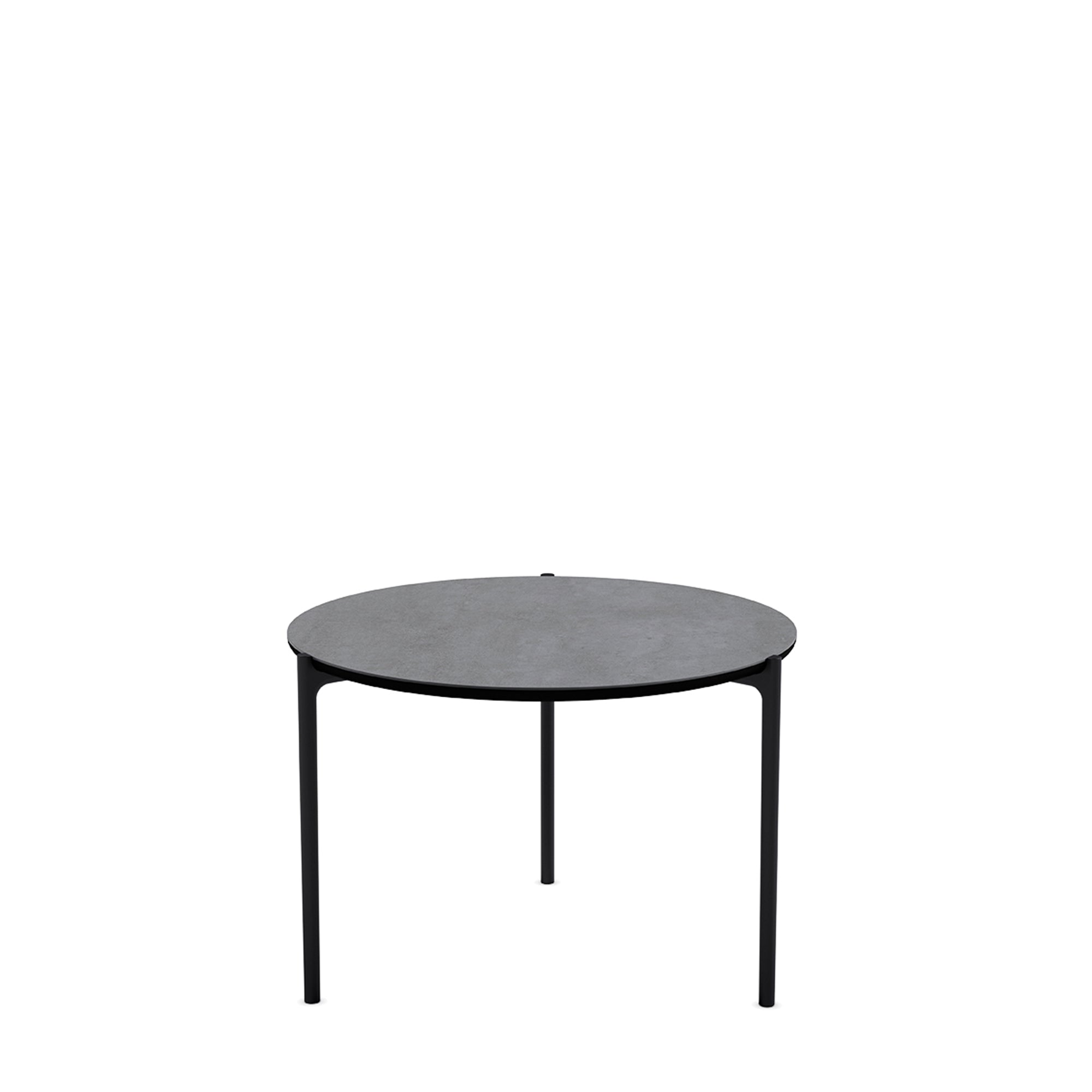 Ronde zijtafel SAVOYE grijze keramiek met zwarte basis