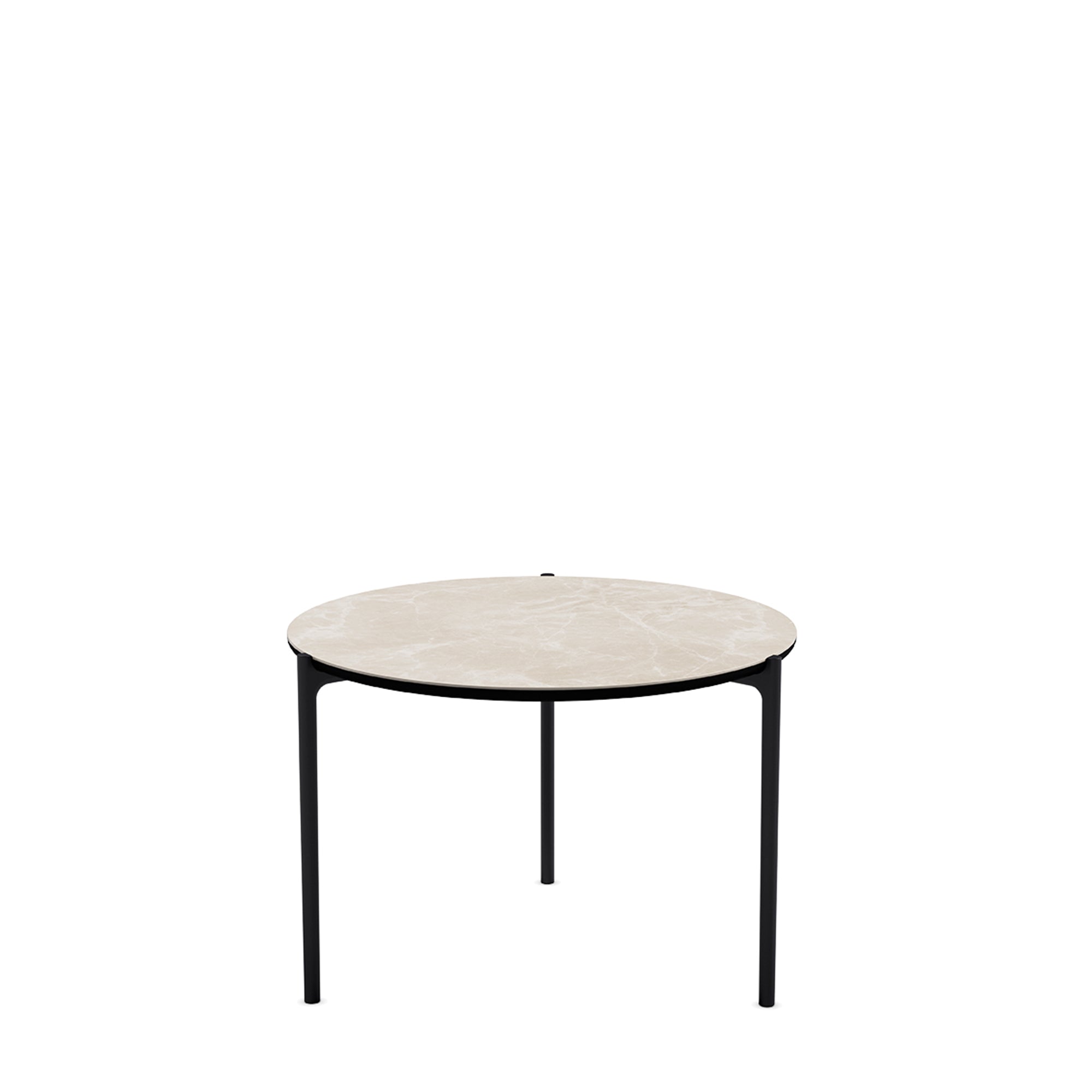 Beistelltisch rund SAVOYE beige Keramik mit schwarzem Fuß