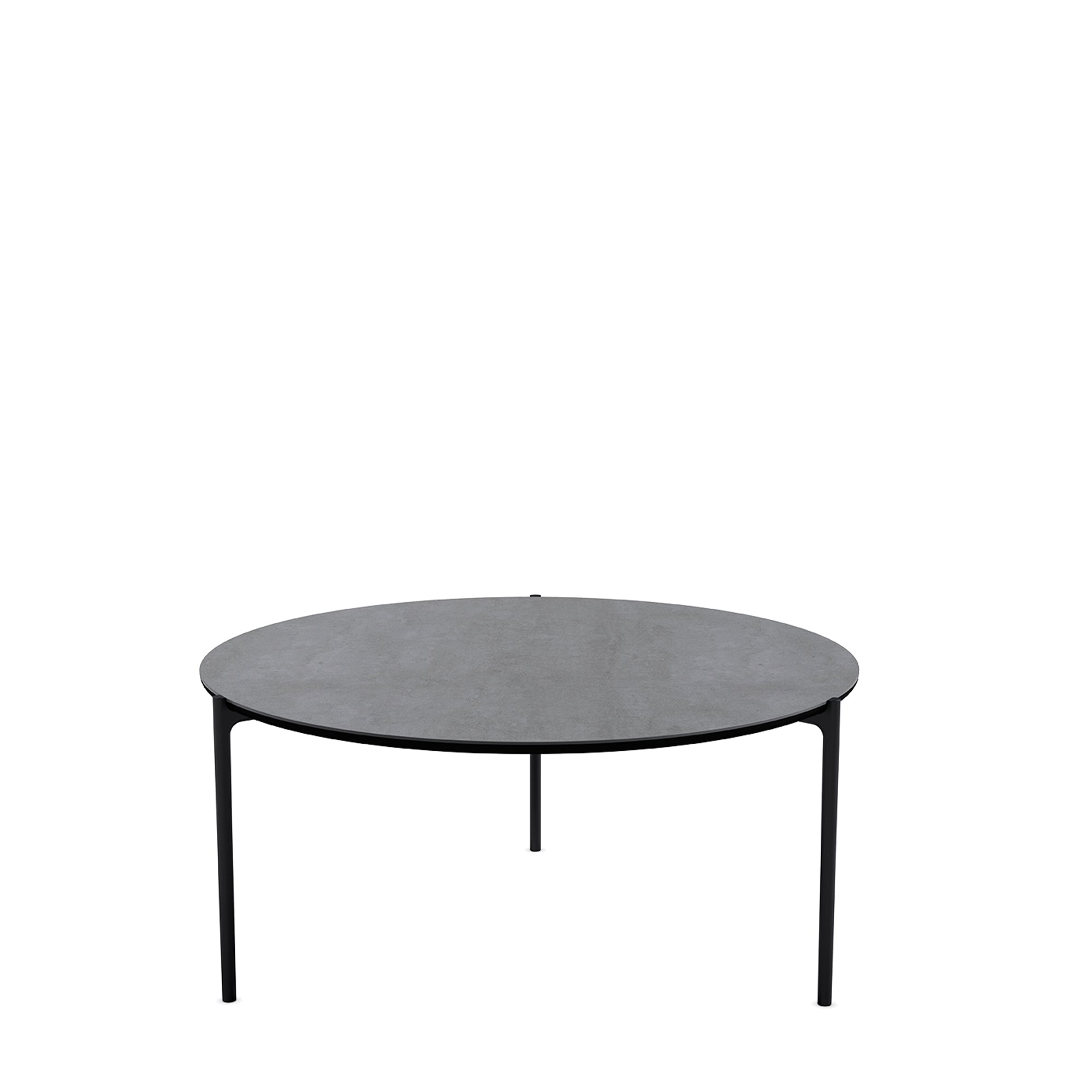 Ronde zijtafel SAVOYE grijze keramiek met zwarte basis