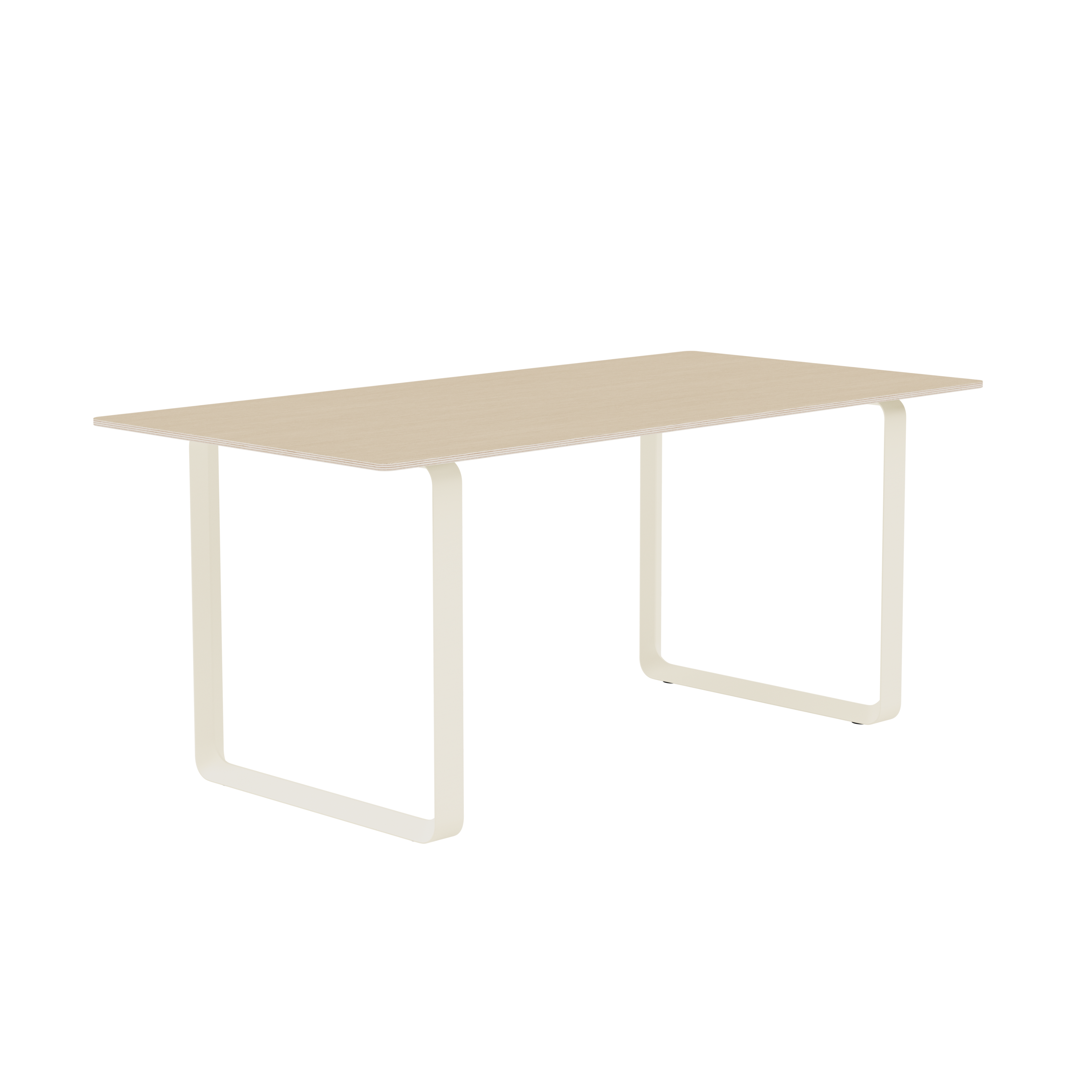 Eettafel 70/70 van eikenhout met zandkleurige basis