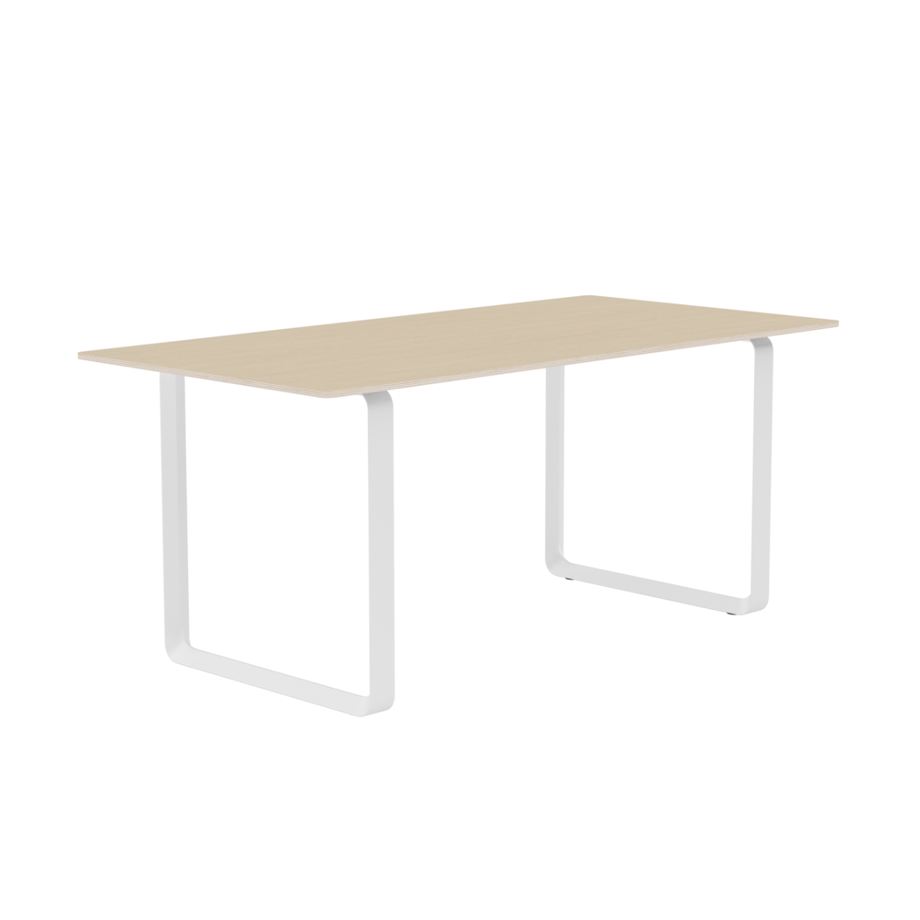 Eettafel 70/70 van eikenhout met een witte basis