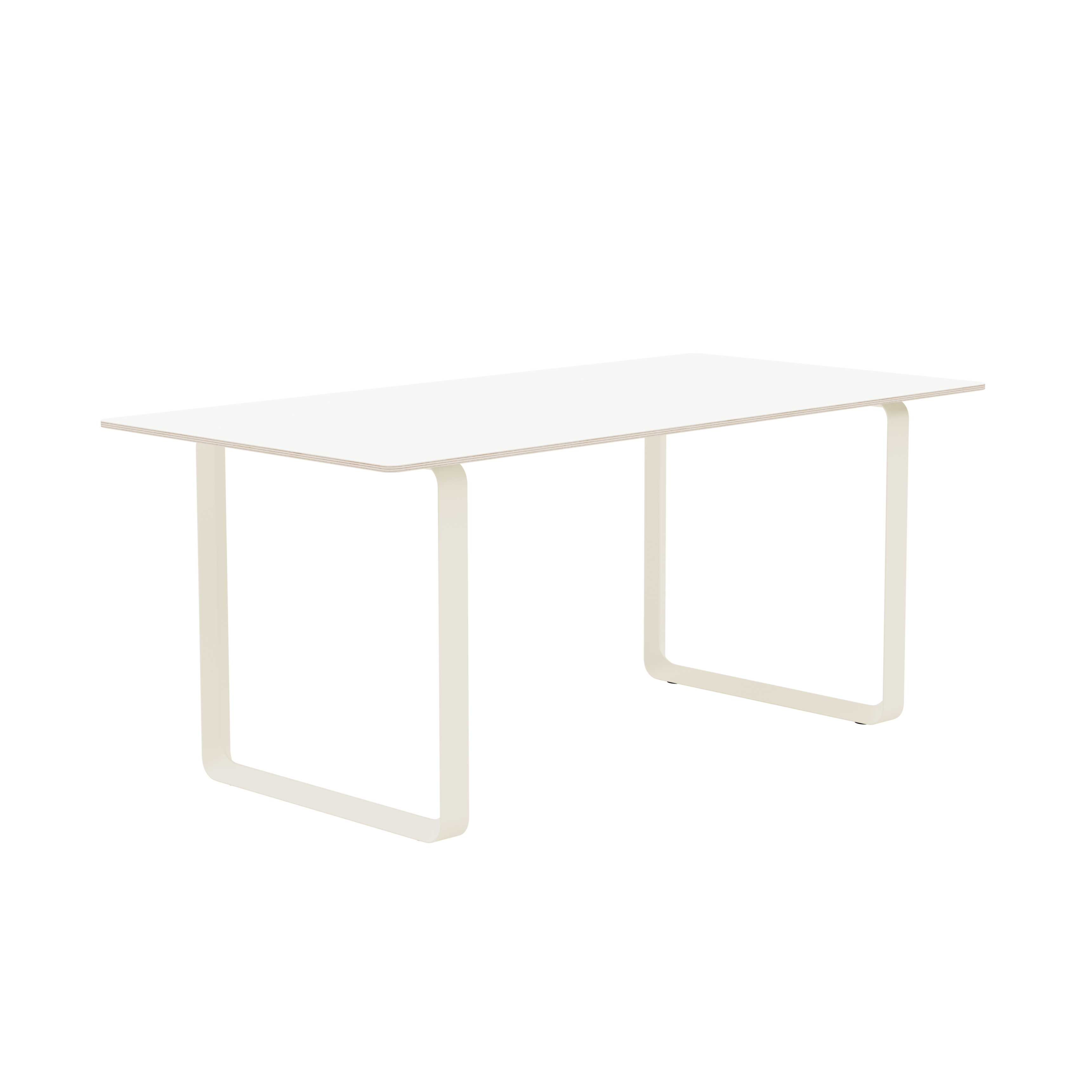Tafel 70/70 wit met zandkleurige basis