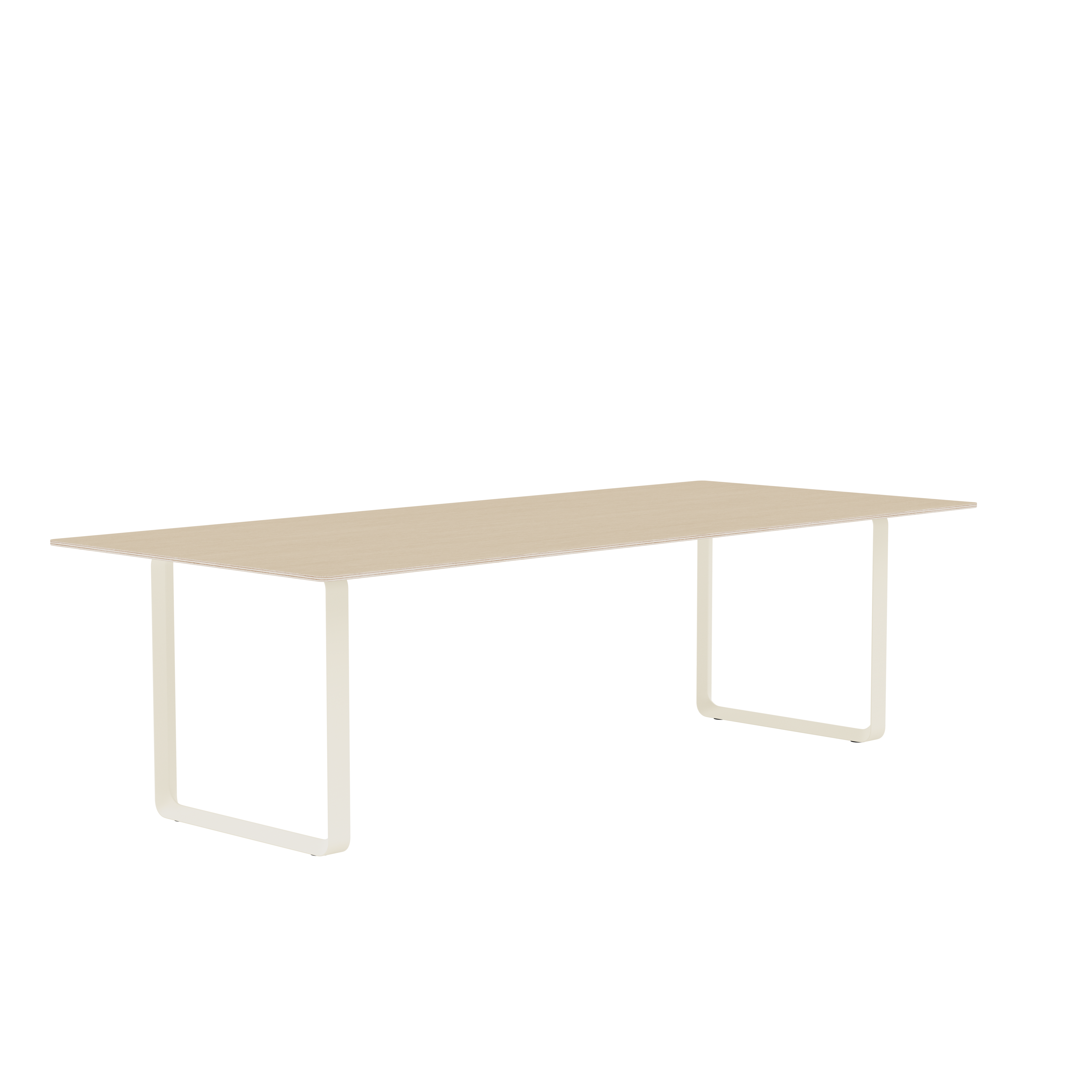 Eettafel 70/70 van eikenhout met zandkleurige basis