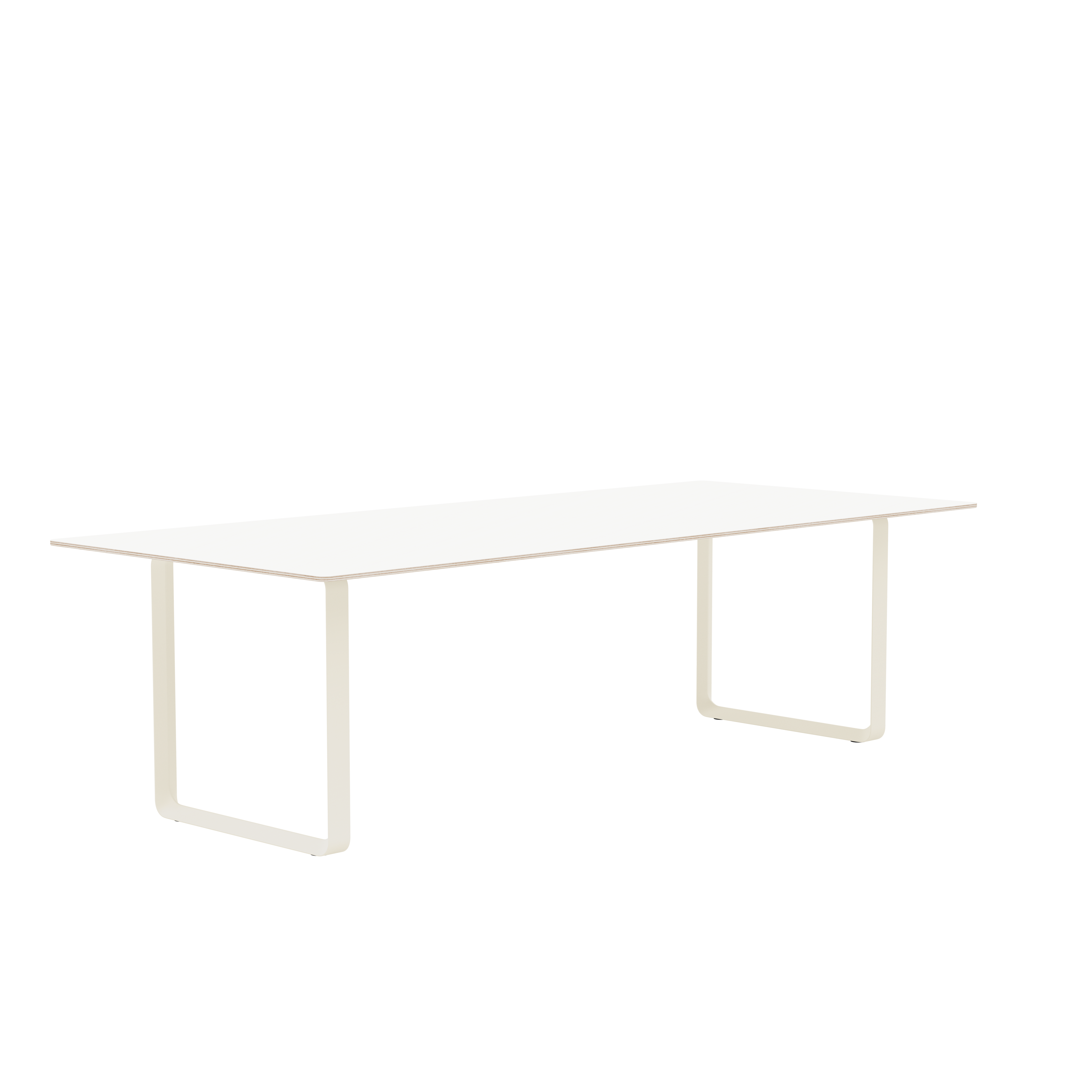 Tafel 70/70 wit met zandkleurige basis