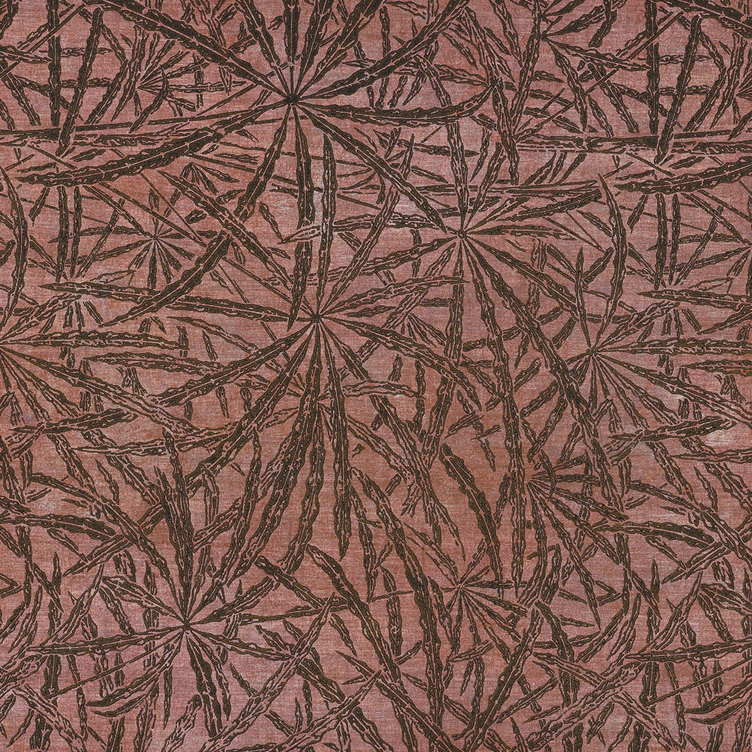 Structuurtapijt met een plantmotief van palmbladeren PALMYRE - TERRACOTTA terracotta