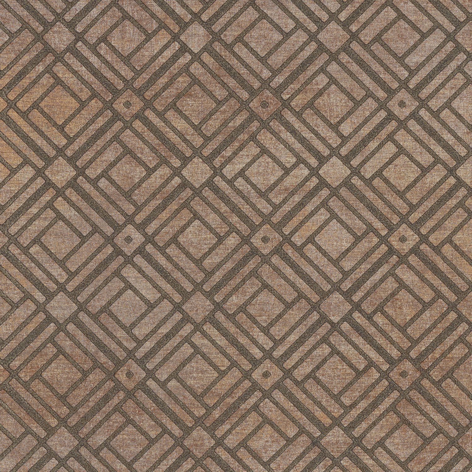 Metallic wallpaper with geometric pattern KHEOPS - BEIGE brown with beige