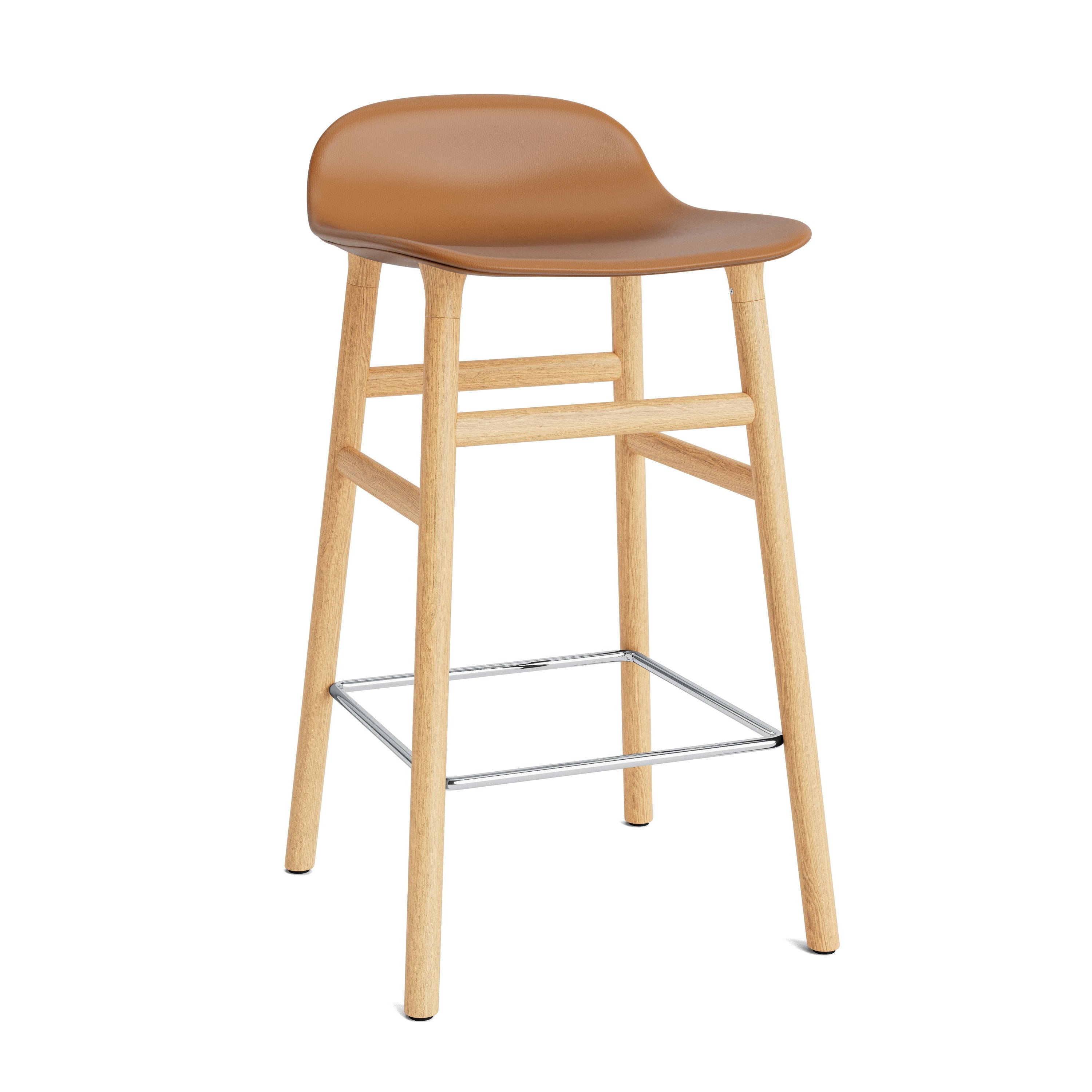 Hocker bildet mit einer Eichenbasis gepolstert