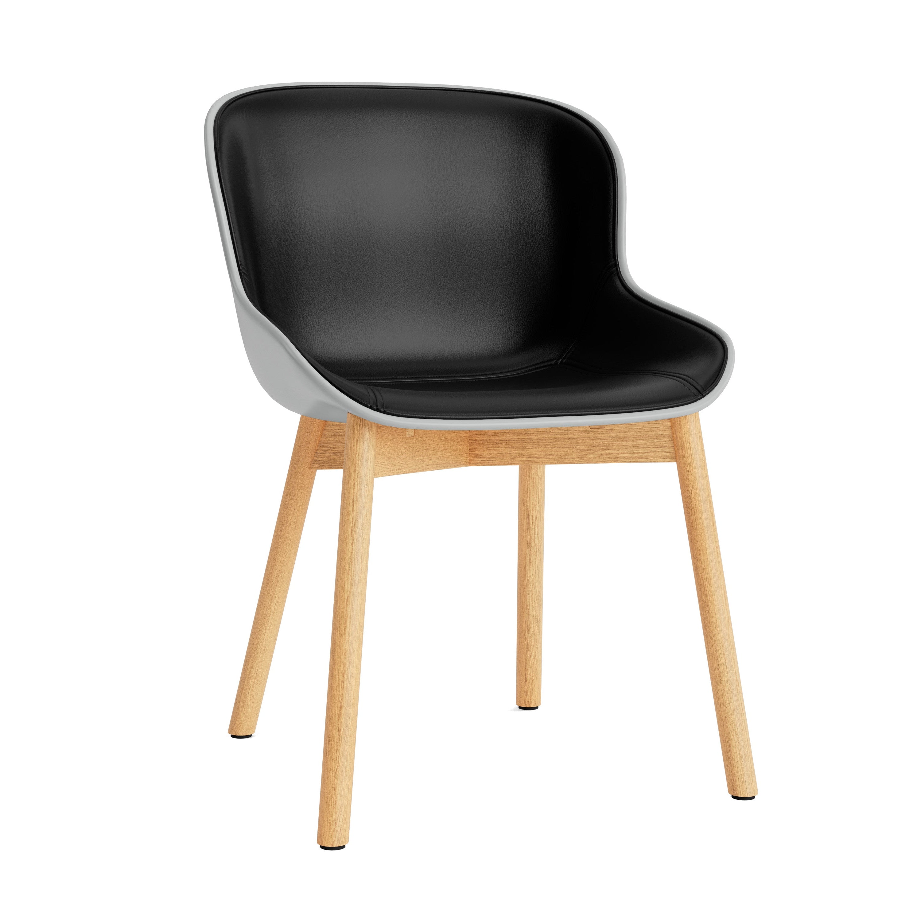 Gevoerd HYG stoel grijs met een natuurlijke eiken basis