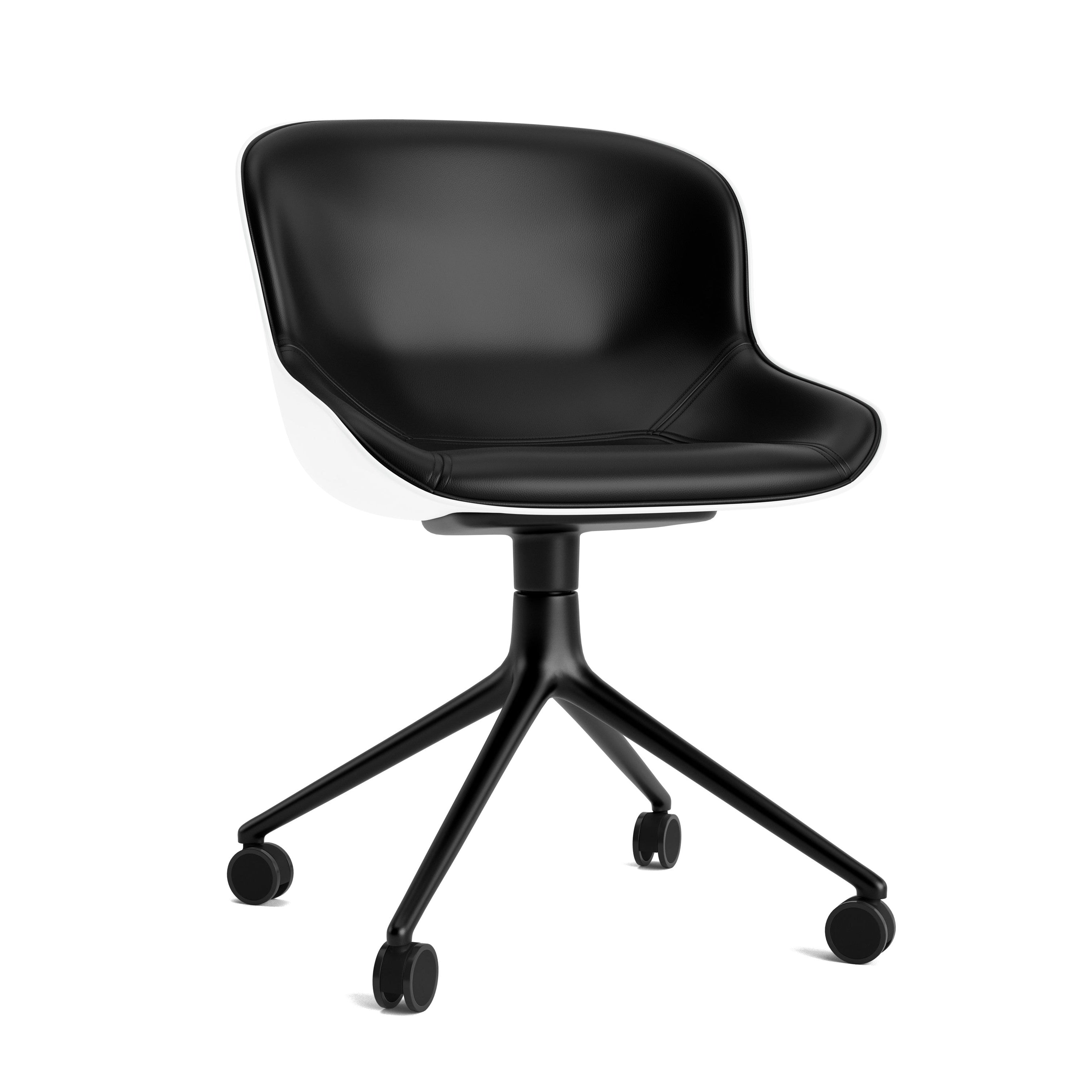 Gestoffeerde bureaustoel HYG 4W wit met zwarte basis