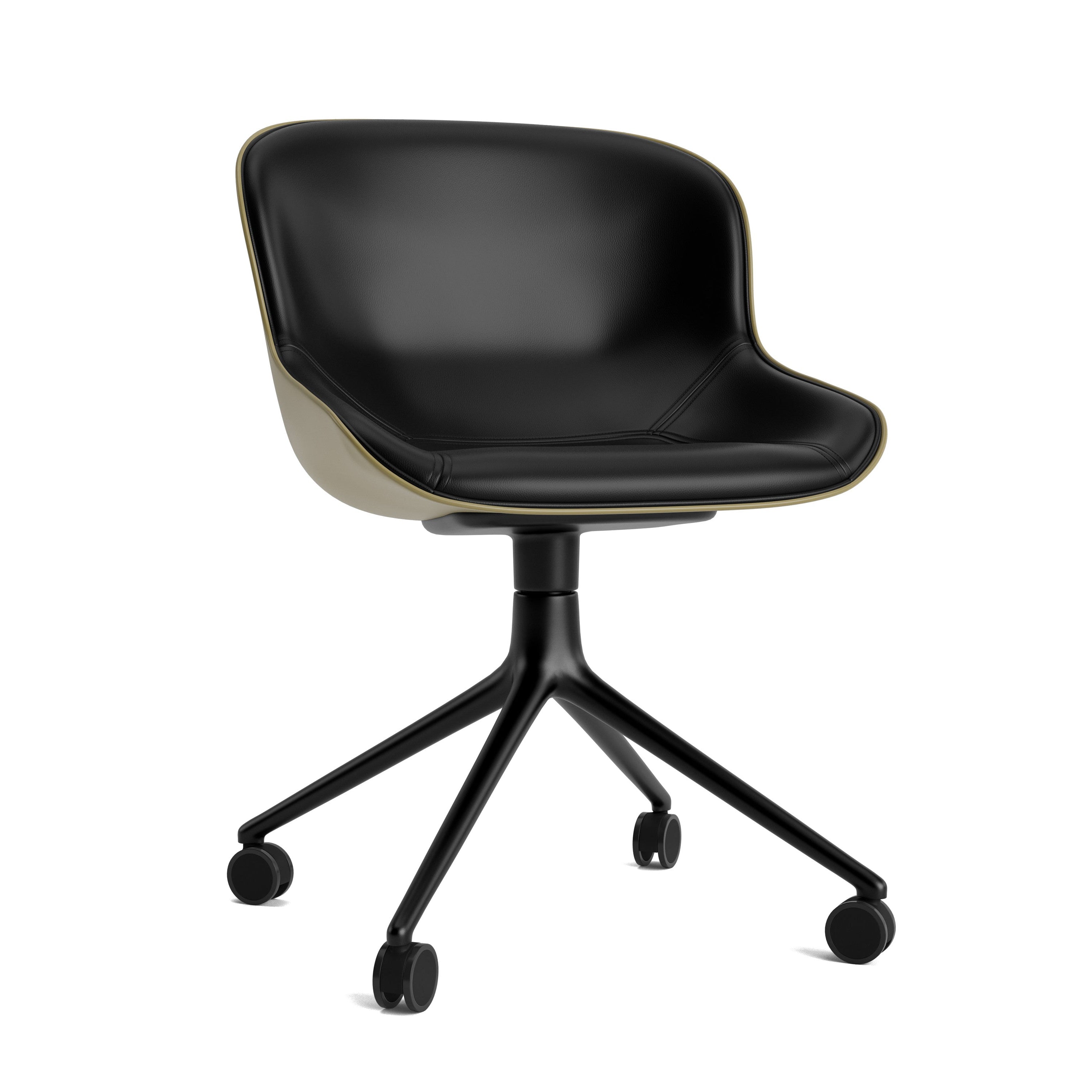 Gestoffeerde bureaustoel HYG 4W zandkleurig met zwarte basis