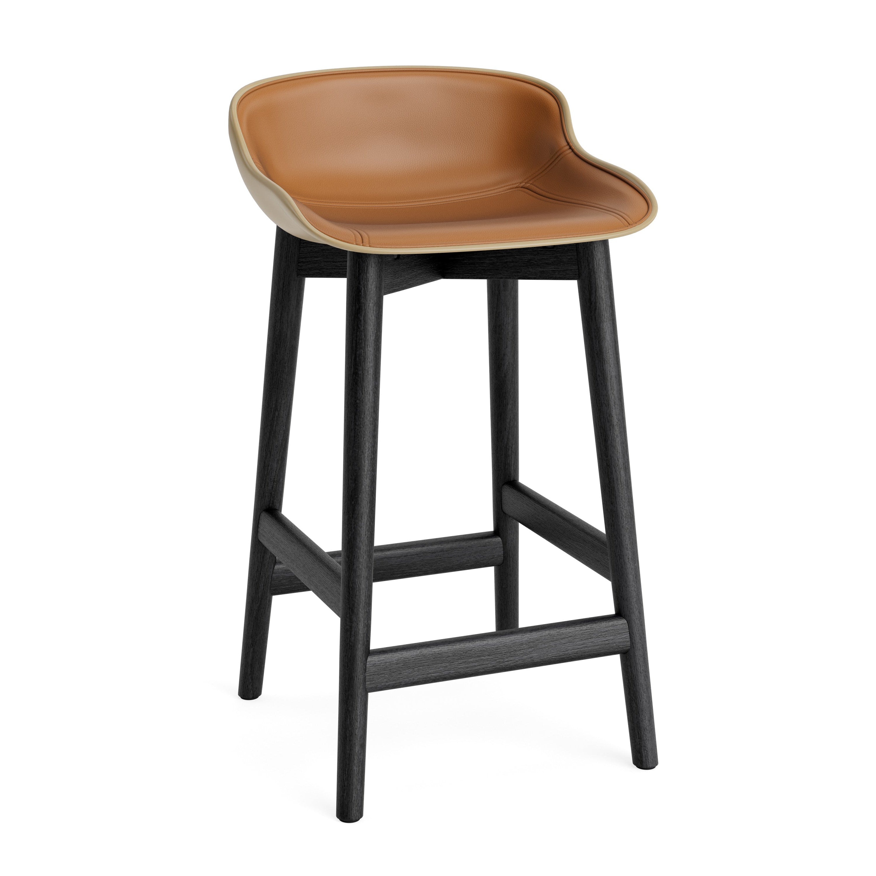 Upholstered sandstone chair with a black oak base