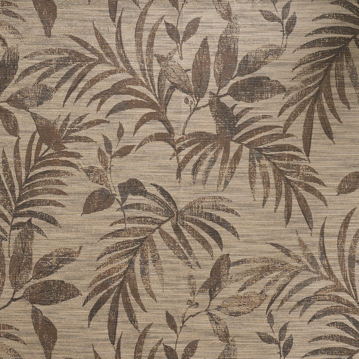 Textielbehang met plantmotief van SALIX-bladeren - NOIR/TABAC tabak met beige