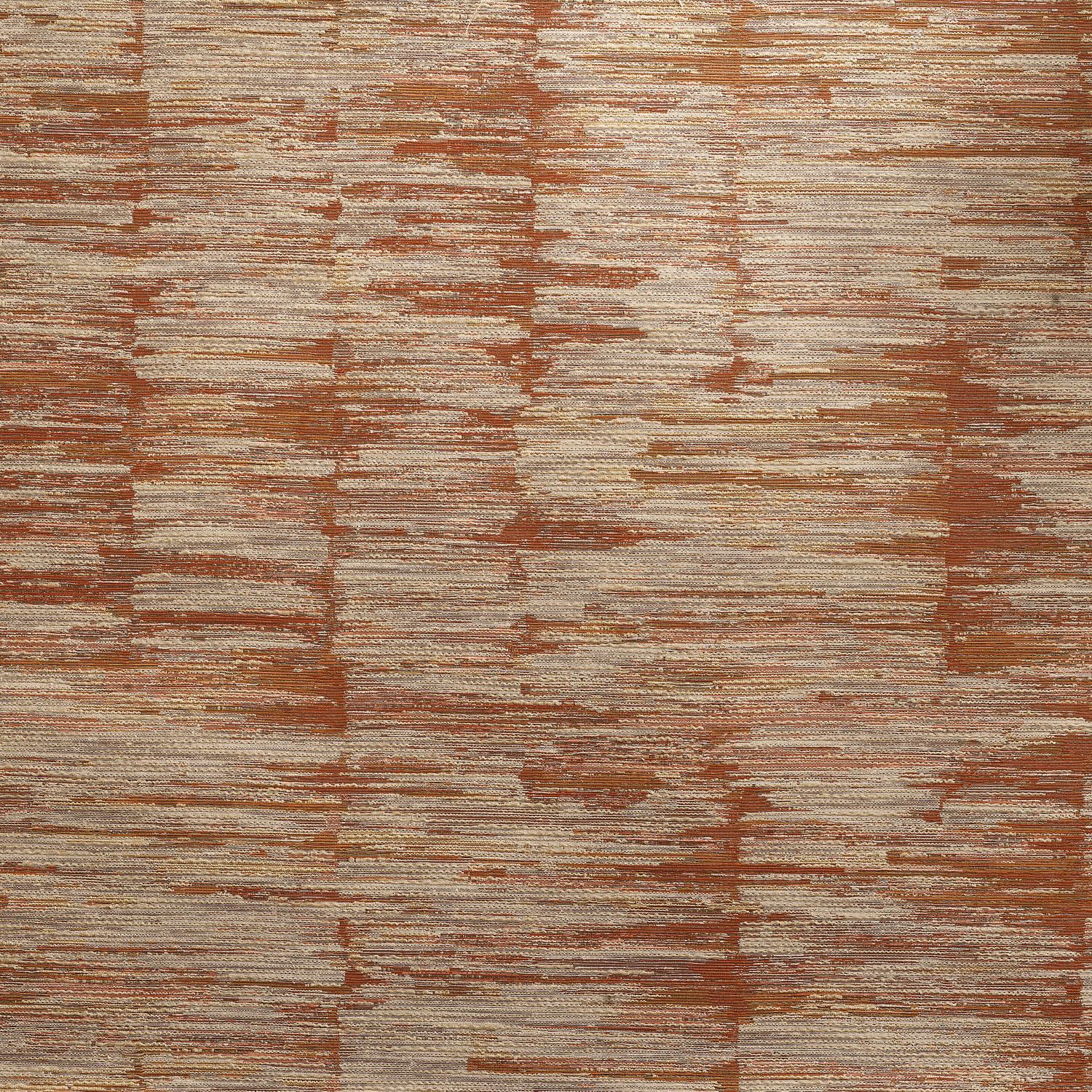 Structuurtextielbehang met strepen ALCHEMILLA - ORANJE BRÛLÉ/OCRE gebrande sinaasappel met beige