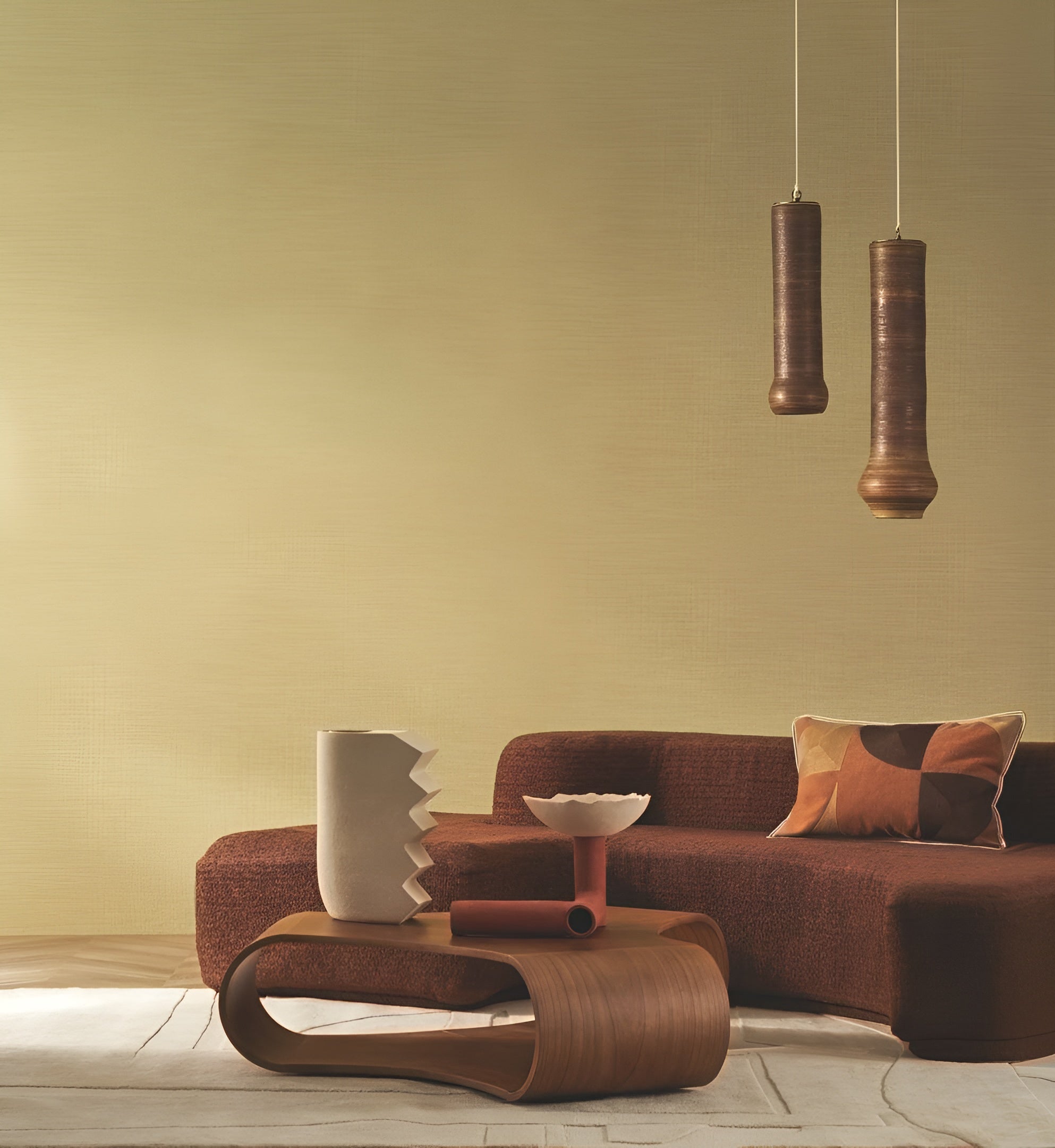 Structuurverf die linnen doek imiteert SHINOK - CHARTREUSE geel-groen