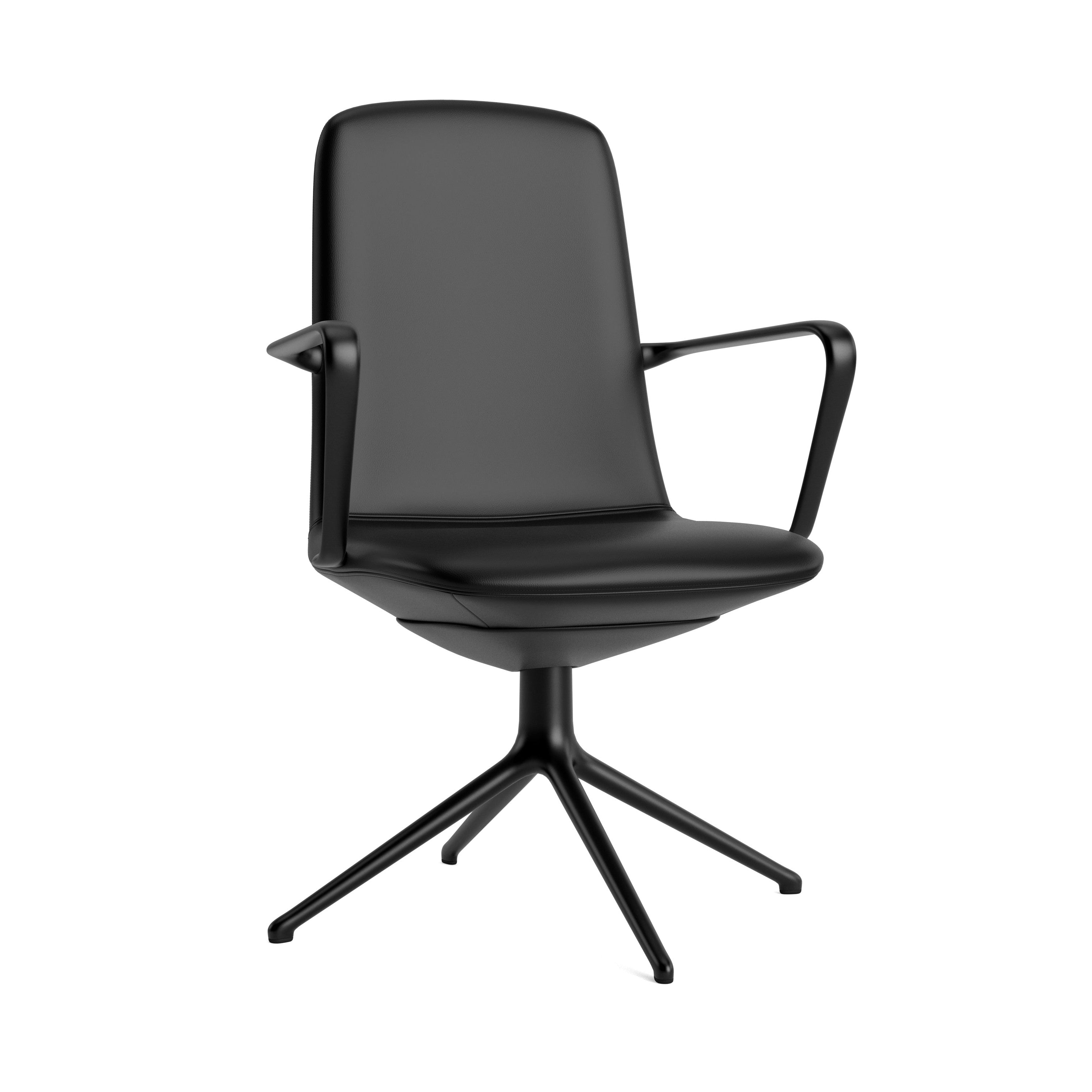 Upholstered office chair with off low 4L armrests with a black base